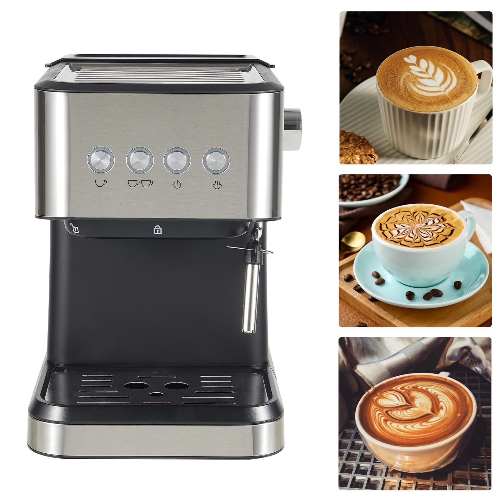 20 Bar Professional Espresso Machine with Steam Wand - Semi-Automatic Coffee Maker for Home & Office - 50oz Removable Water Tank - Perfect for Lattes, Cappuccinos & Espresso Drinks