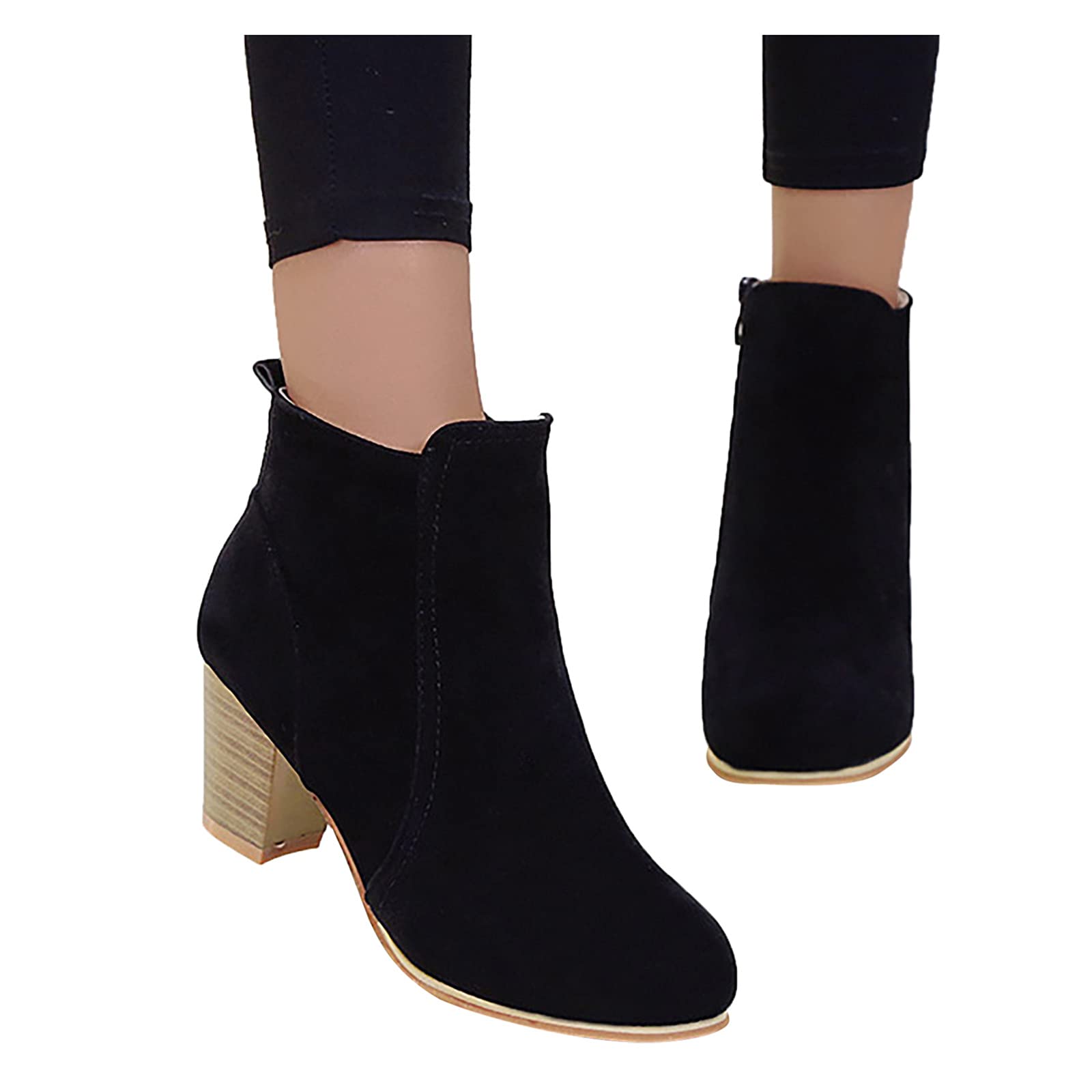 Stylish Women's Pointed Toe Chelsea Boots with Zipper & Block Heel - Elegant Slip-On Ankle Boots for Work, Party & Daily Wear | Comfortable Women's Pumps & Half Boots for Fall & Winter Fashion