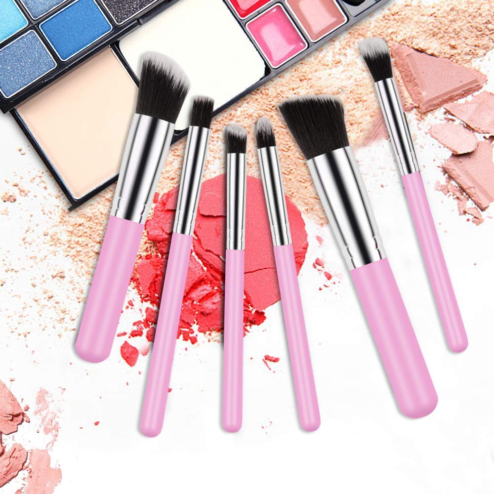 Lukzer 10-Piece Soft Makeup Brush Set with 1 Free Blending Sponge - Professional Pink Cosmetic Brushes for Foundation, Eyeshadow & Contouring - Perfect Travel Makeup Kit for On-The-Go Beauty