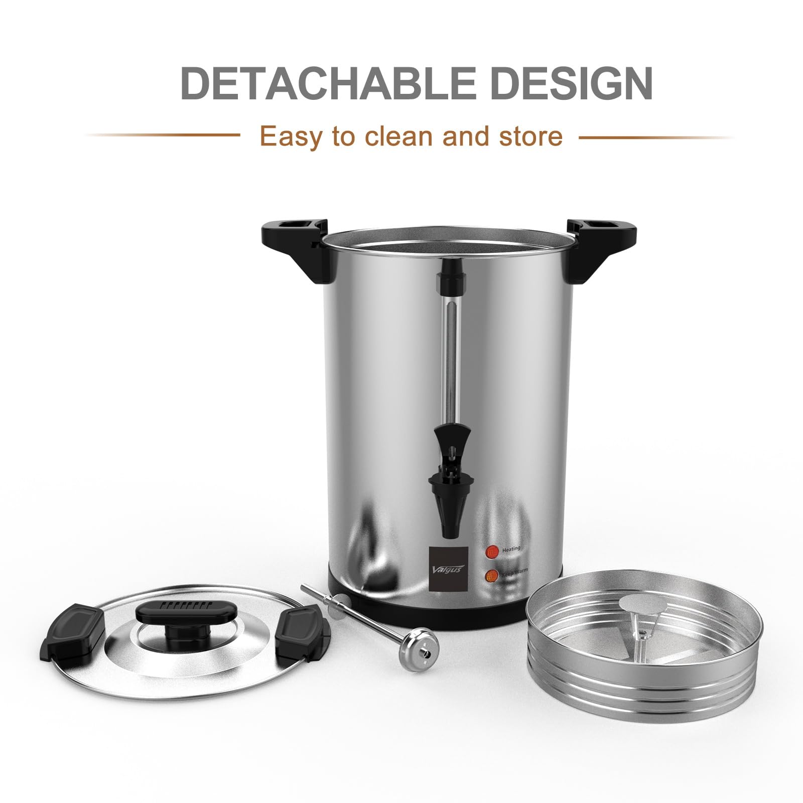 **Valgus 8L (55-Cup) Commercial Grade Stainless Steel Coffee Urn with Percolator – Large Capacity Coffee Maker & Hot Water Dispenser for Home, Office, Wedding, Catering & Events – Perfect for Parties, Buffets & Hospitality Use**