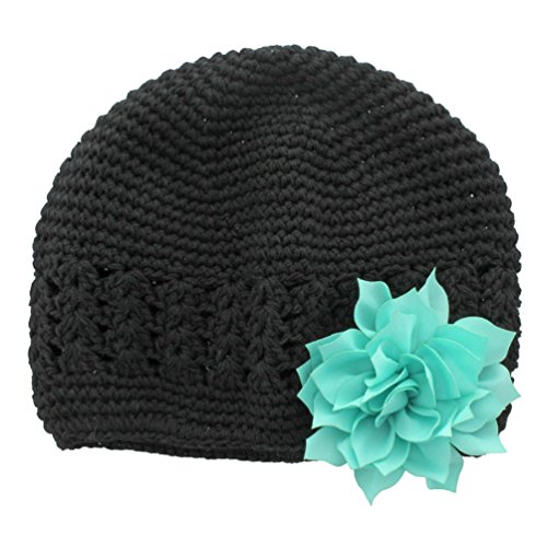 Lello Infant Baby Girl's Crochet Beanie Hat with Flower - Soft Cotton Knit Winter Hat for Newborn Toddler - Perfect for Photo Shoots, Holidays & Outdoor Activities