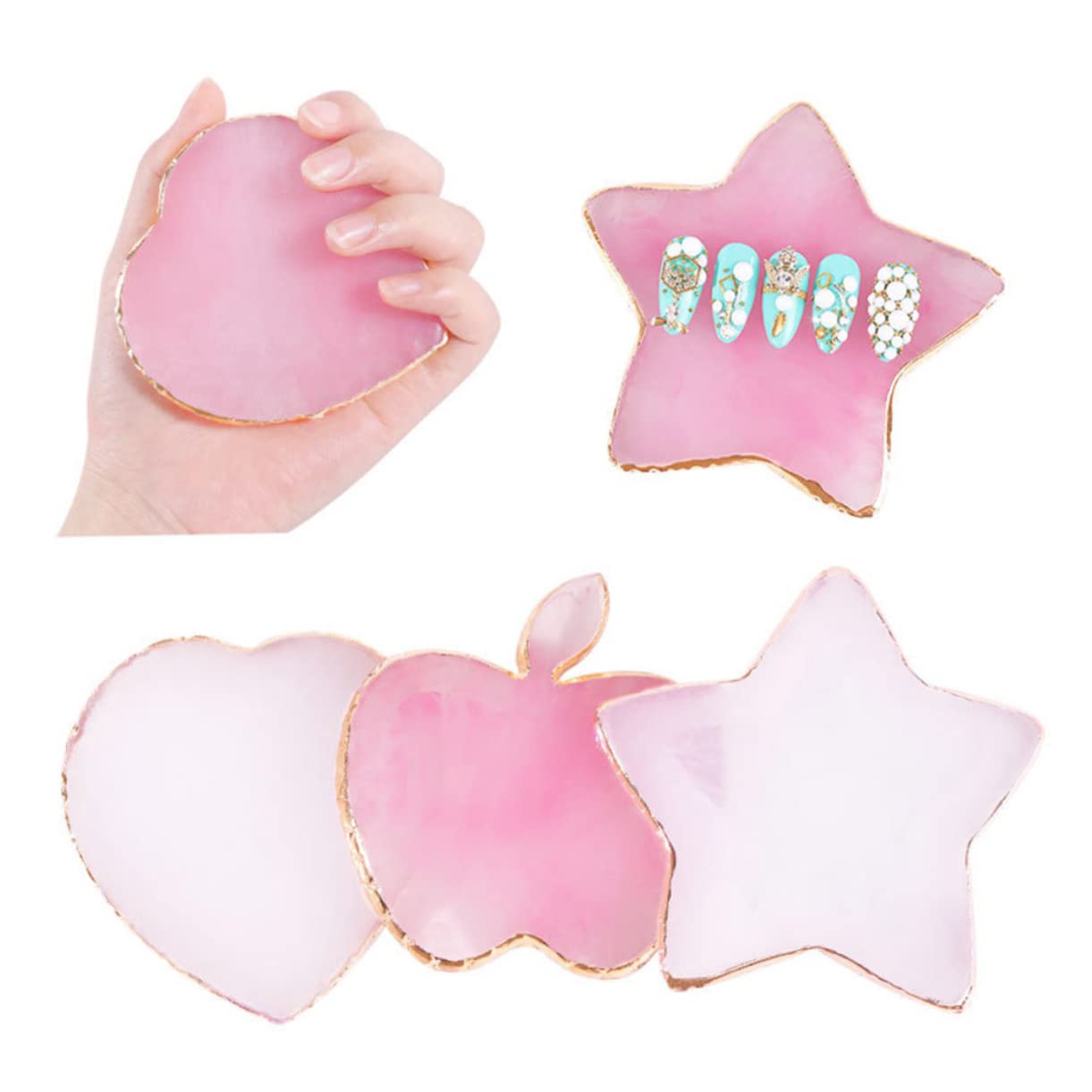 FRCOLOR Nail Art Tools Set - Manicure Palette, Resin Mixing Tray, Agate Slices & Pink Display Board for Professional Nail Design | Perfect for Salon, Home Nail Art & DIY Manicure Supplies