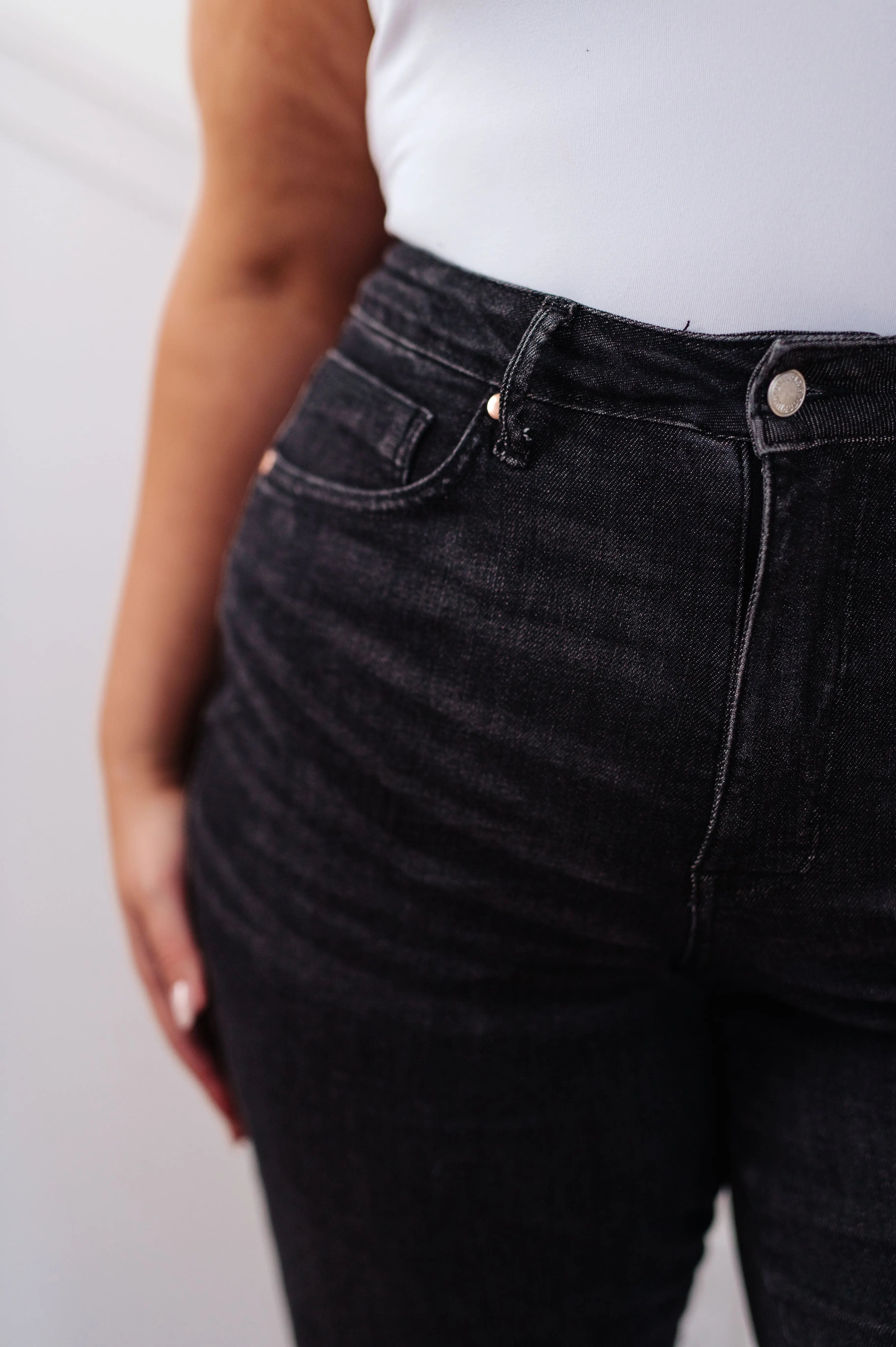 Joan High Rise Control Top Straight Jeans for Women - Washed Black Denim Pants | Slimming & Comfortable | Perfect for Work, Casual Outfits & Date Nights