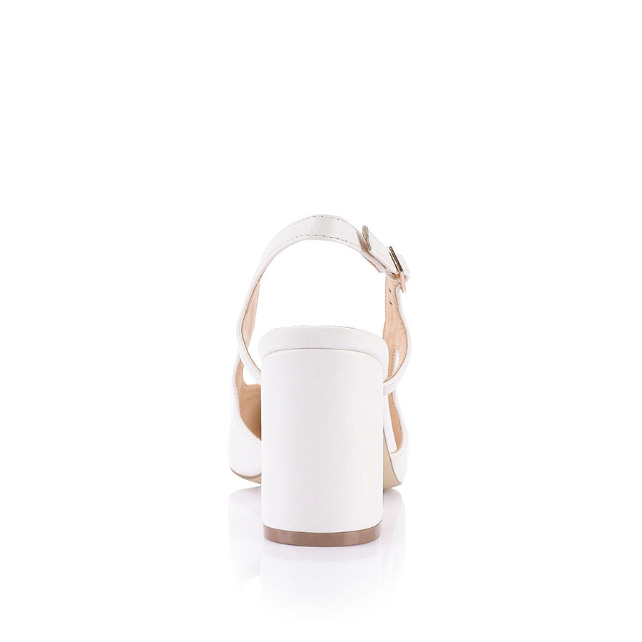 Enrique Sling Back Block Heels for Women | Comfortable White Chunky Heels | Perfect for Weddings, Parties & Office Wear