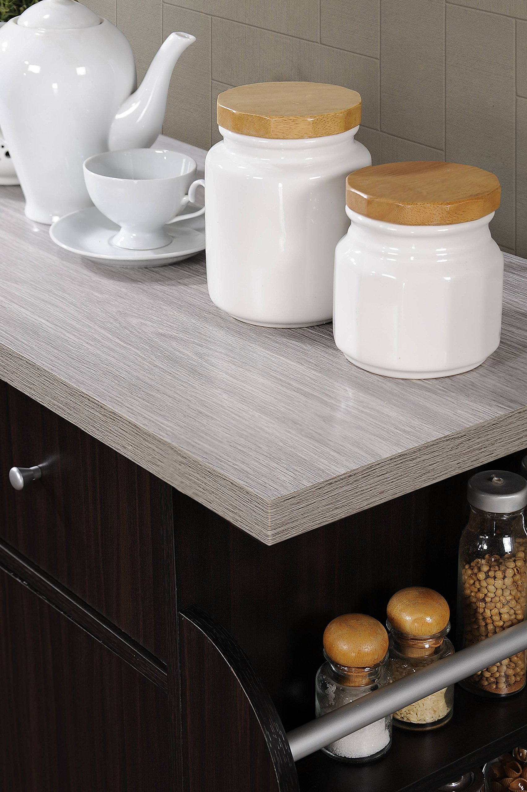 Hodedah Chocolate Kitchen Island with Spice Rack & Towel Rack - Portable Rolling Cart for Small Spaces, Extra Storage for Spices, Utensils & Towels - Perfect for Apartments, Dorms & Compact Kitchens