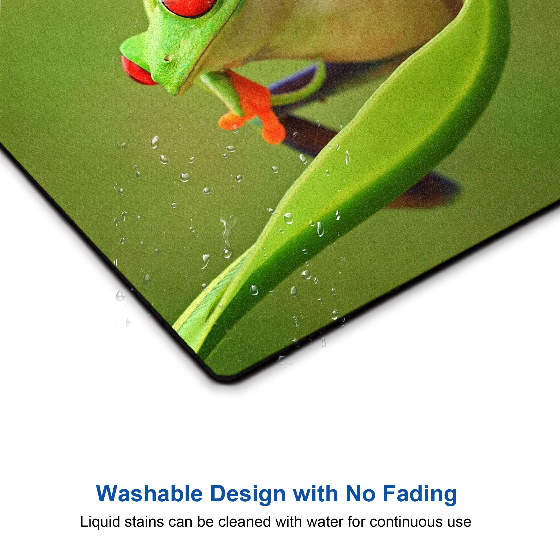 Cute Frog Green Mouse Pad - Non-Slip Rubber Base Washable Small Mousepad 9.5
