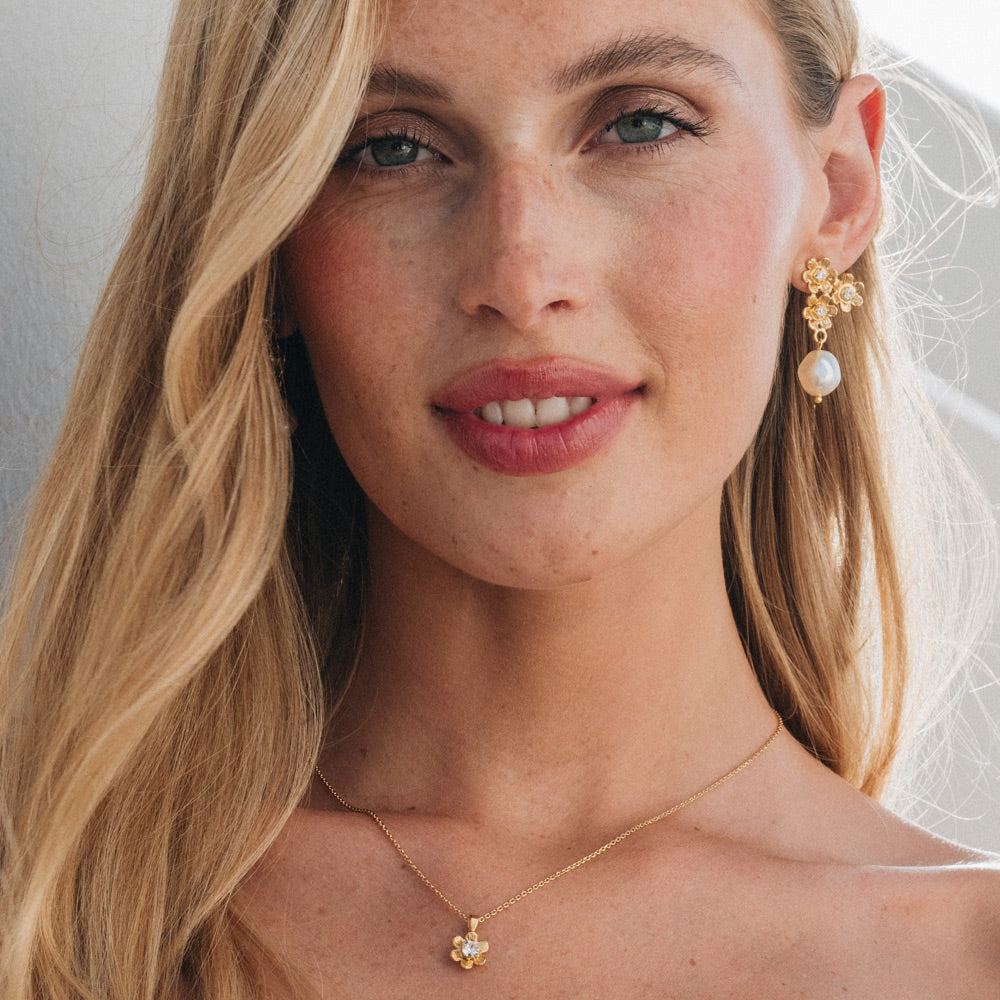 Elegant Juniper Pearl & Crystal Drop Earrings for Women – Perfect for Weddings, Parties & Special Occasions
