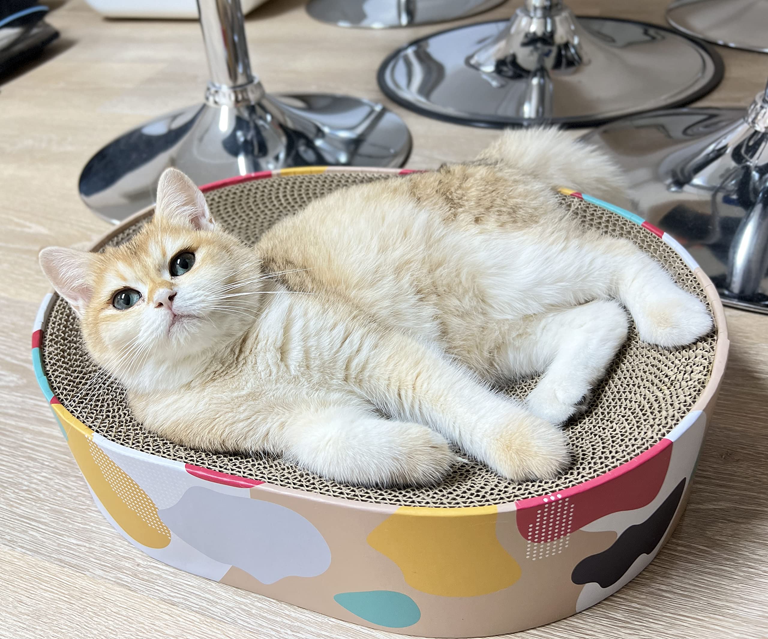 Premium Cat Scratcher Lounge Bed - Large Oval Pet Furniture for Big Cats - Perfect for Indoor Play, Scratching & Napping in Living Room or Bedroom