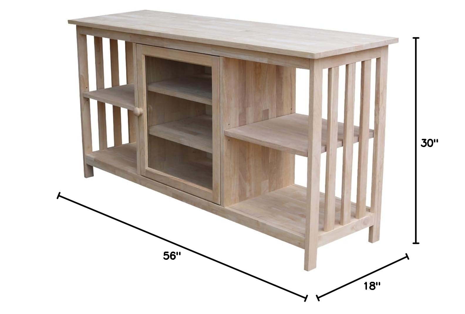 International Concepts Unfinished Mission Entertainment Stand - TV Media Console for Living Room, Bedroom & Home Theater - Rustic Brown Wood TV Stand with Storage Shelves