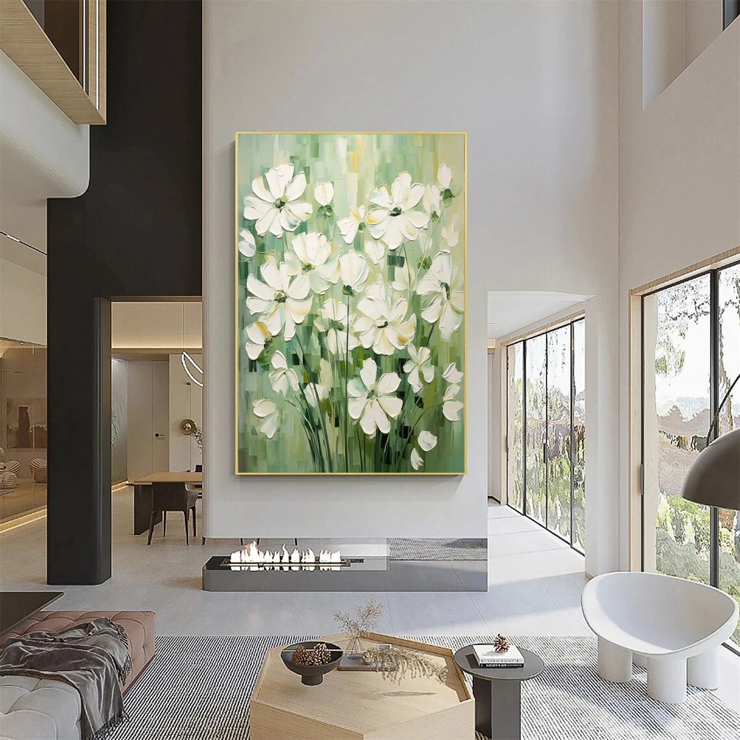 Flower and Tree Painting #FT188 - Handmade Canvas Art for Home Decor, Office & Gift Ideas