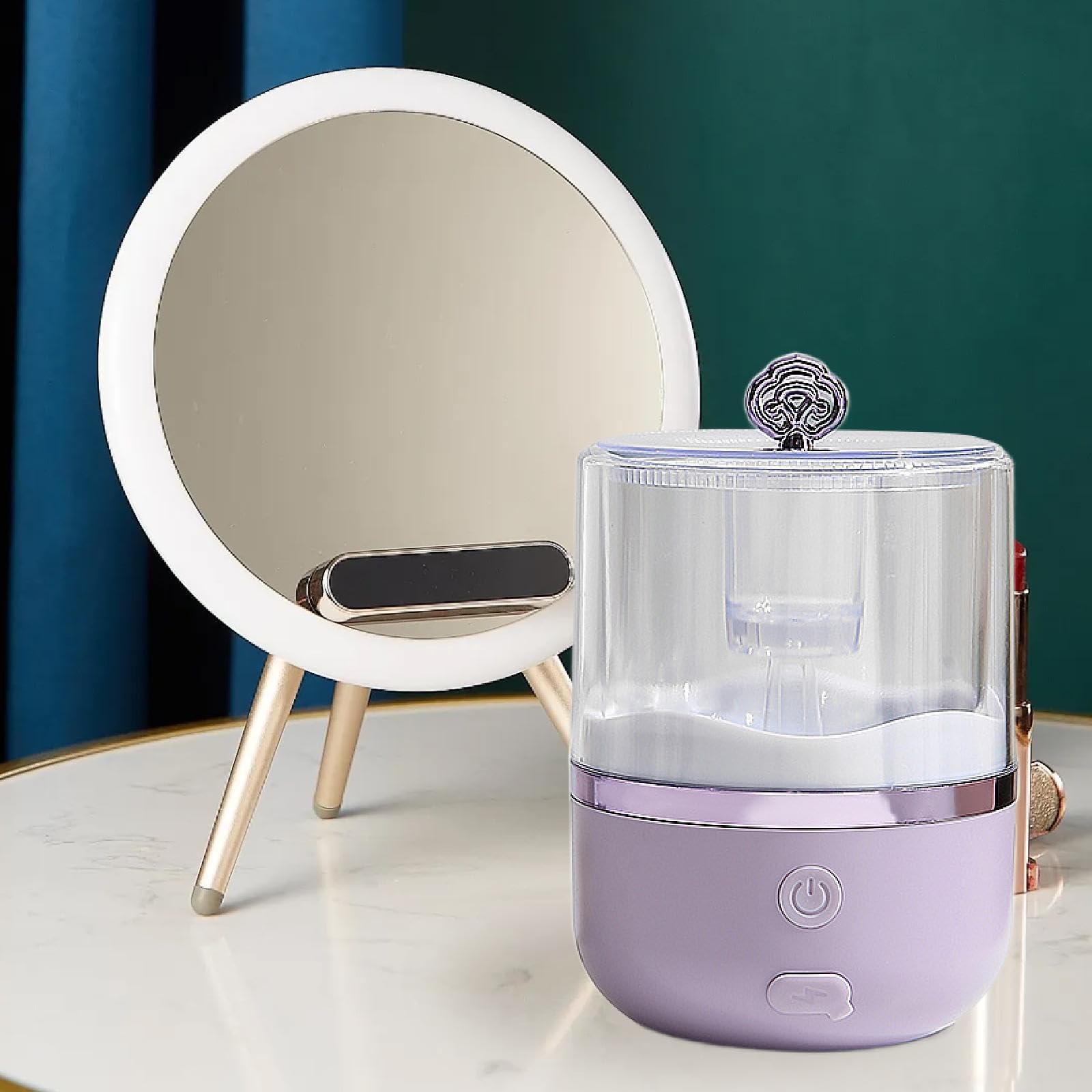 Electric Foam Maker for Face Cleansing - Adjustable Cup Skincare Tool with Soft Bristles (Purple) - Perfect for Daily Facial Routine & Spa Treatments
