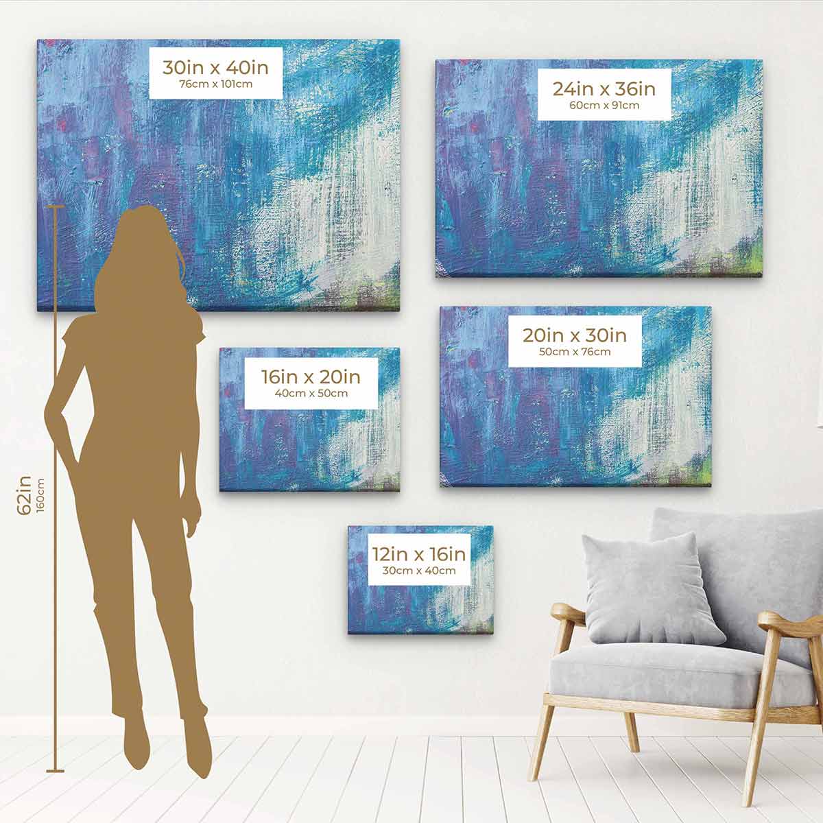 Blue Abstract Wall Art Canvas Print - Modern Home Decor for Living Room, Bedroom & Office | Large Framed Painting for Stylish Interior Design