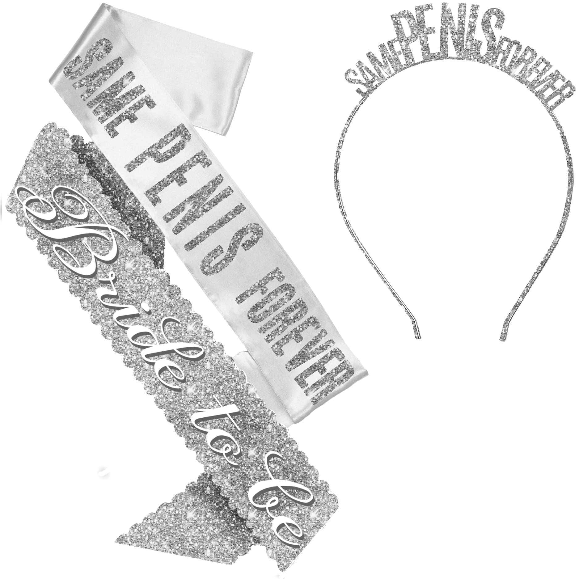 Sparkly Rhinestone Sash Bachelorette Party Headbands - Glitter Metallic Tiara Headpiece for Bridal Shower, Girls Night Out & Bachelorette Parties - Funny Wedding Accessories & Birthday Party Headwear