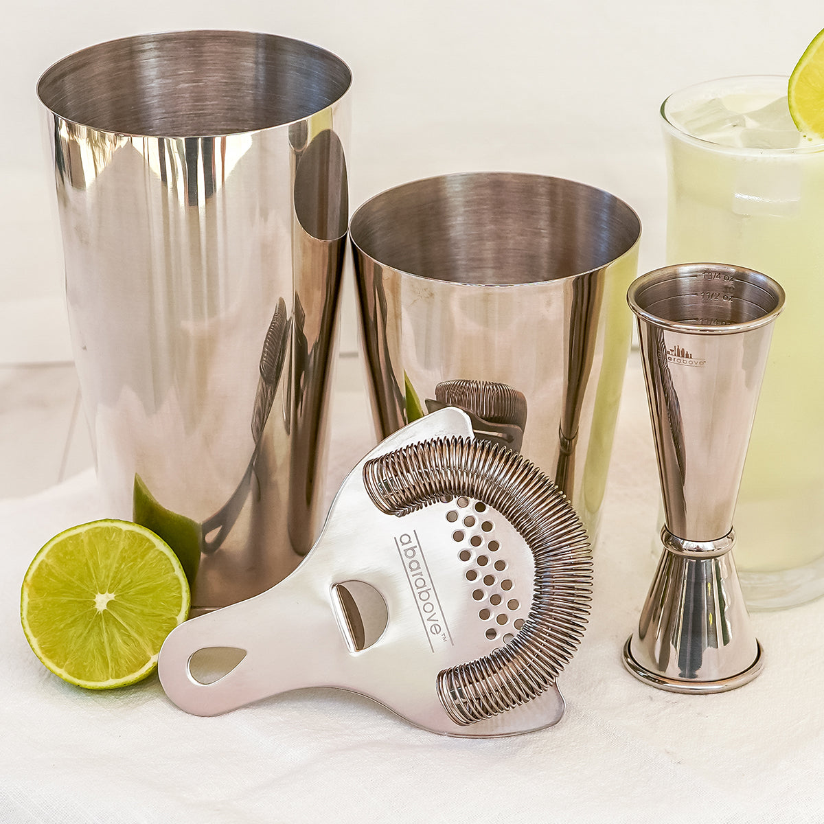 Premium Stainless Steel Cocktail Shaker Set (4-Piece) - Bar Tools for Mixing Martinis, Margaritas & Cocktails at Home or Professional Bars