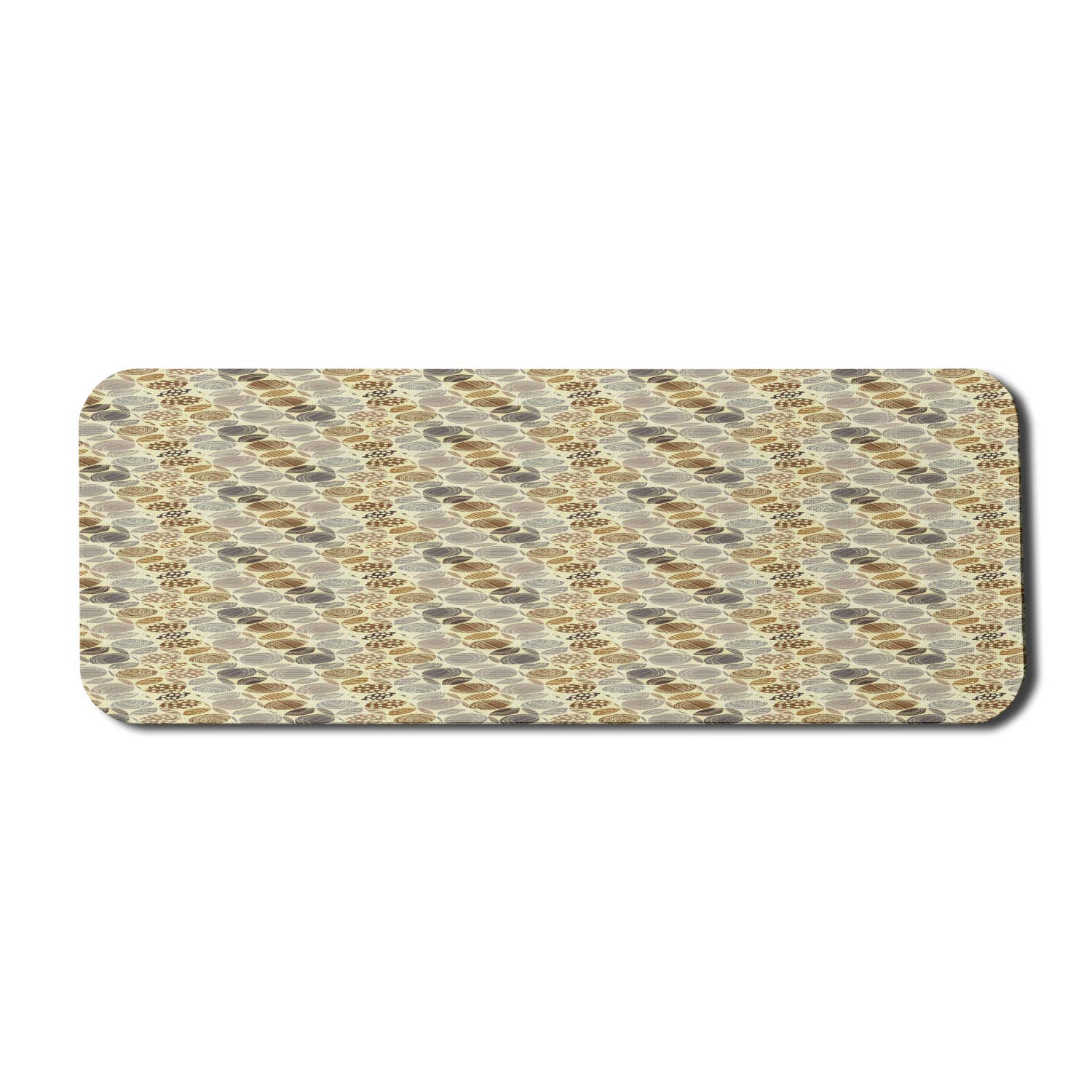 Ambesonne Abstract Computer Mouse Pad - Retro Scribble Circles & Polka Dots Design, Non-Slip Rubber Base, Large Gaming Size 31