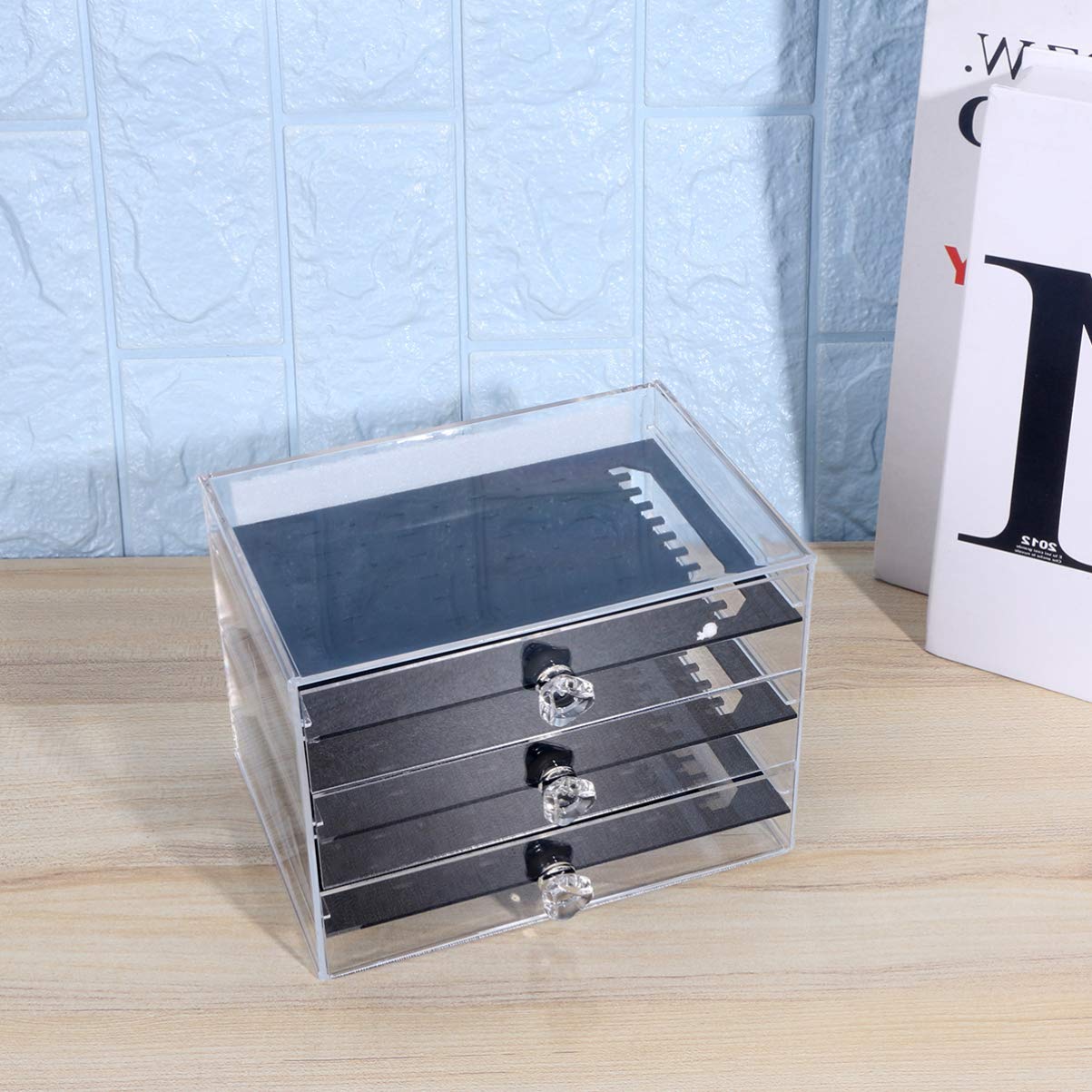 Clear Acrylic Jewelry Organizer - Earring Display Case with Storage Drawers, Jewelry Tray & Box for Necklaces, Rings & Bracelets - Perfect for Bedroom, Bathroom & Travel Accessory Organization