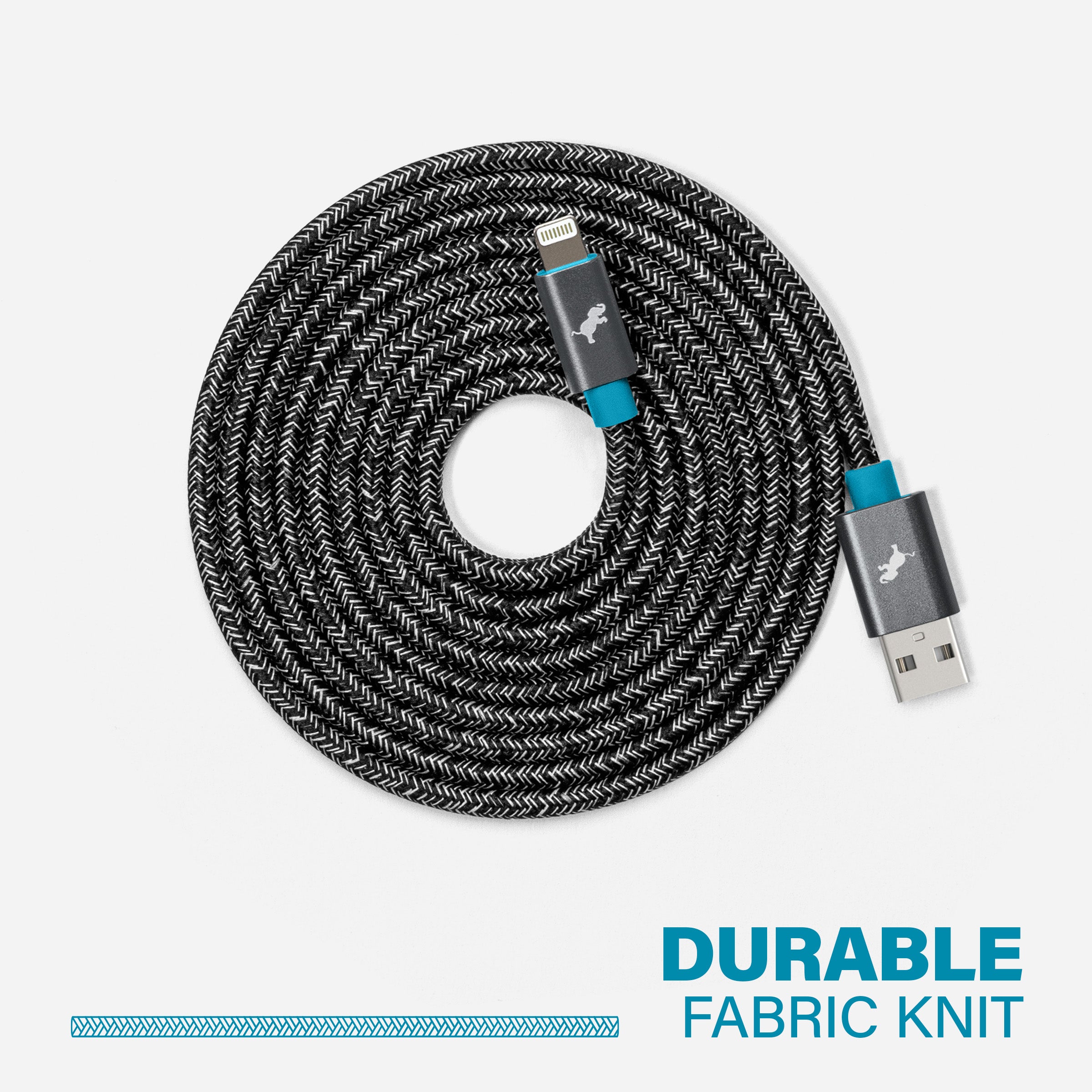 Fast Charging PowerKnit USB A to Lightning Cable - Durable Nylon Braided iPhone Charger for iPhone 14/13/12/11/X/8/7 - Perfect for Home, Office, Travel & Car Charging
