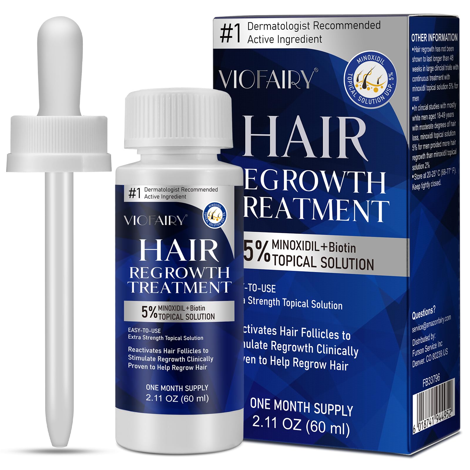 5% Minoxidil for Men & Women - Hair Growth & Beard Growth Treatment - Combat Thinning Hair & Hereditary Hair Loss - Effective for Hair Regrowth & Thicker Hair - Perfect for Daily Use at Home or Salon