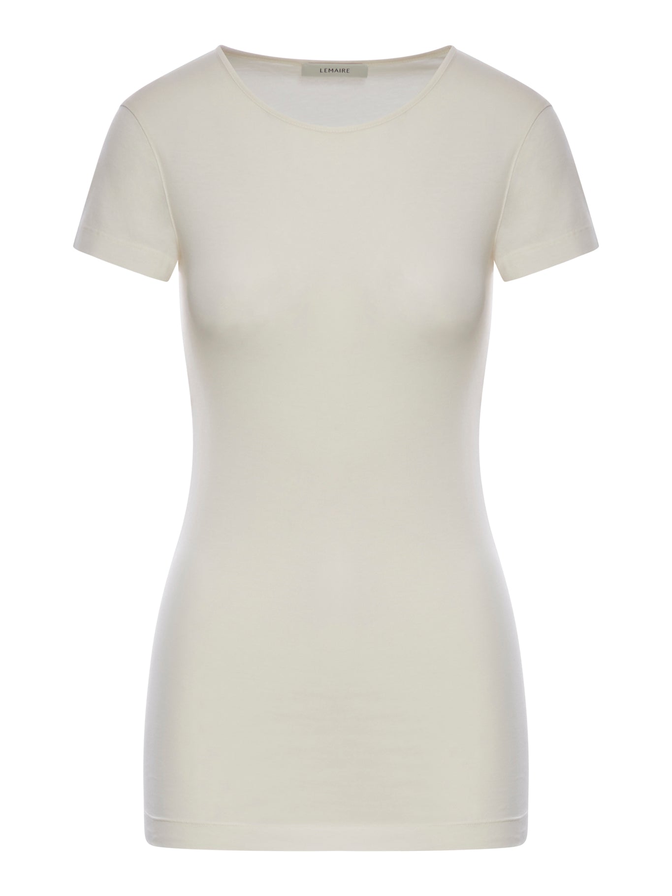 Lemaire Fitted T-Shirt in Nude Neutrals - Soft Cotton Slim Fit Women's Top for Casual Wear, Layering & Everyday Outfits | Style TO1352LJ1018 WH001 Chalk