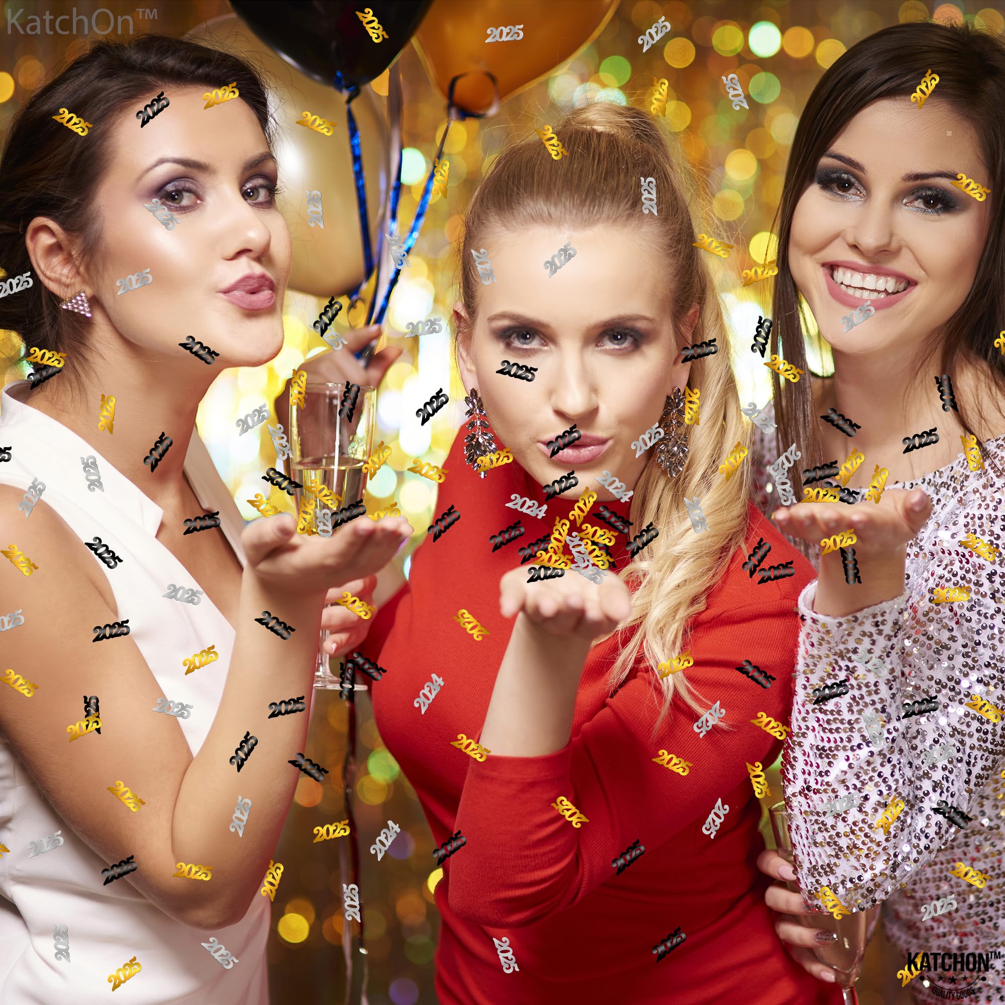 KatchOn 2025 Graduation Confetti - Silver, Black & Gold Pack of 500 | Class of 2025 Party Decorations | Perfect for Graduation Tables, Photo Backdrops & Celebration Scenes