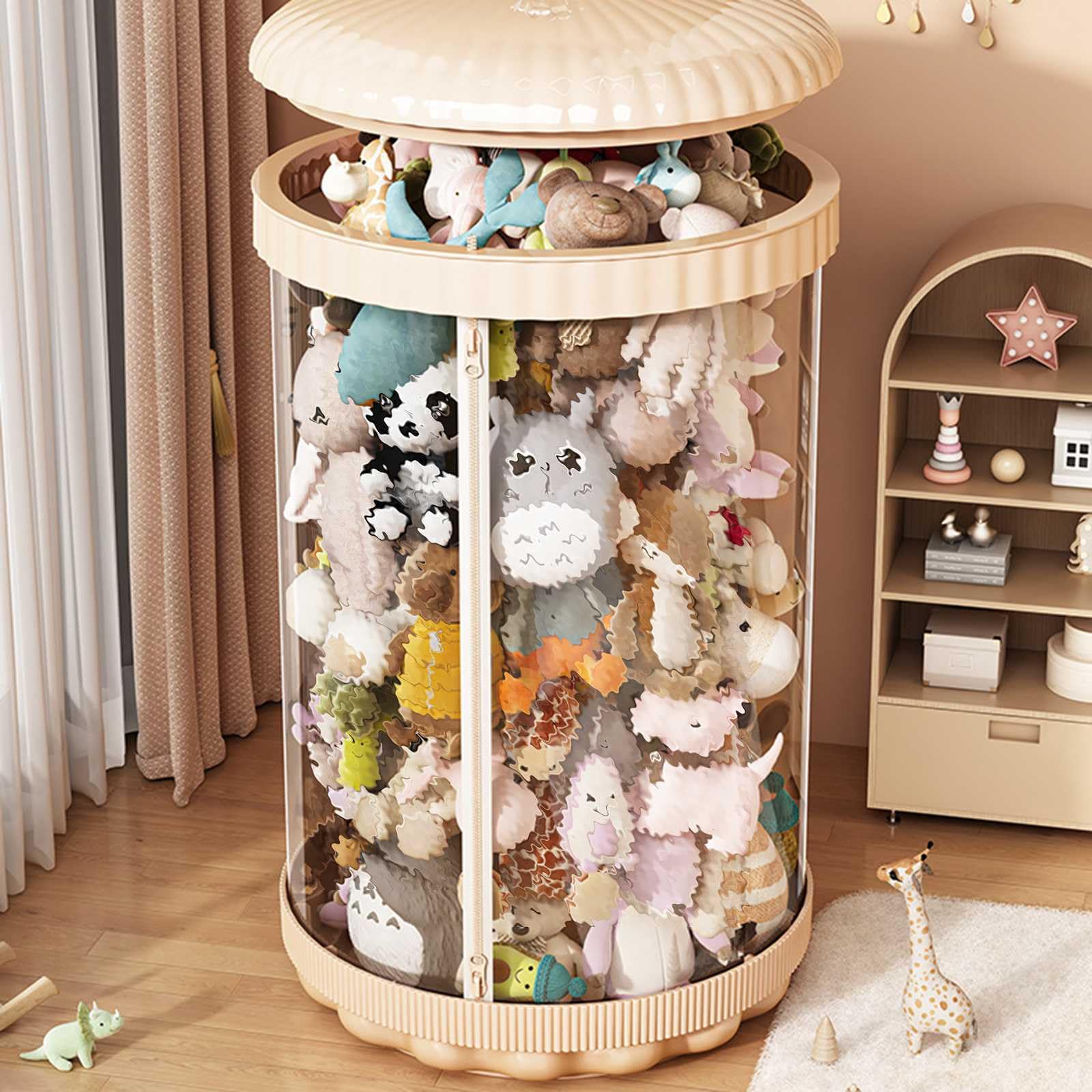 Large Clear Toy Storage Bin - High Capacity Plush Toy Organizer Tube for DIY Display | Eco-Friendly, Dustproof & Space-Saving Kids Toy Organizer for Playroom, Bedroom & Nursery Organization
