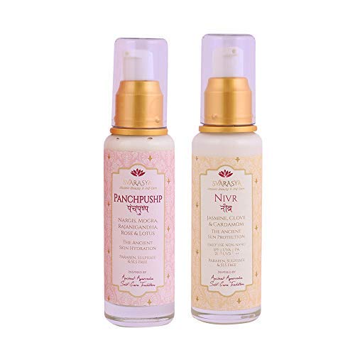 Svarasya ALOKYA - Hydrating Face Lotion & Mineral Sunscreen SPF 21 PA++ Combo for Sun Protection | Ayurvedic Skincare Set with Natural Ingredients for Tan Prevention & Healthy Skin | Perfect for Daily Moisturizing & Outdoor Activities