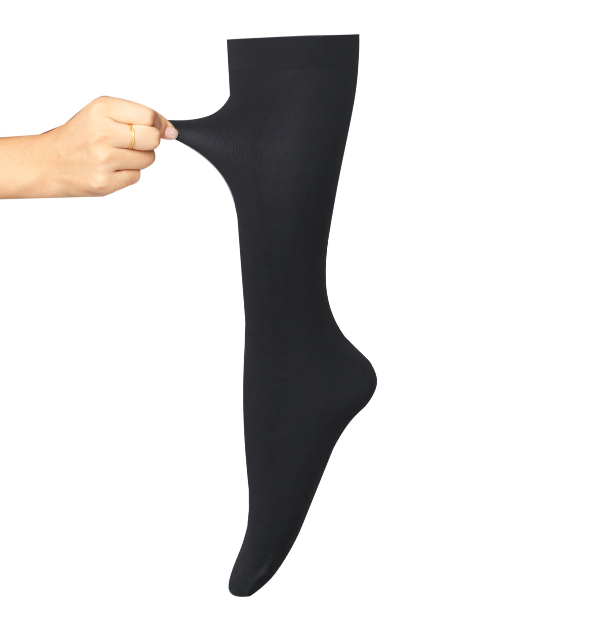 Bestjybt 3 Pairs Women's Opaque Knee High Socks - Stretchy Nylon Trouser Socks for Work, Office & Everyday Wear