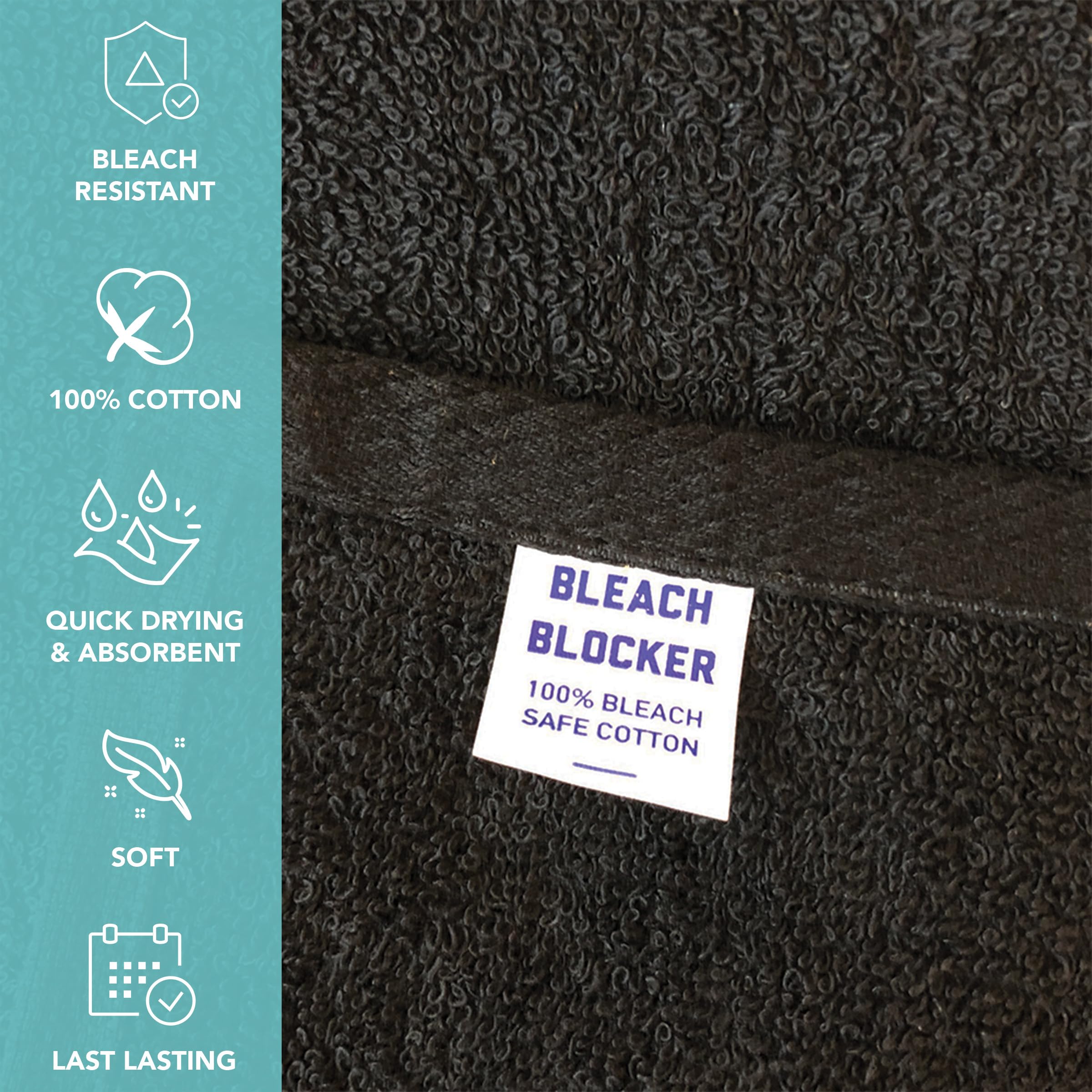 **Arkwright Bleach Proof Salon Towels Bulk (144-Pack) - 100% Cotton, Highly Absorbent & Quick Dry Spa Face Towels for Hair Stylists, Barbers, Pedicures & Estheticians - 16 x 28 Inches, Black - Perfect for Salons, Spas & Professional Beauty Services**