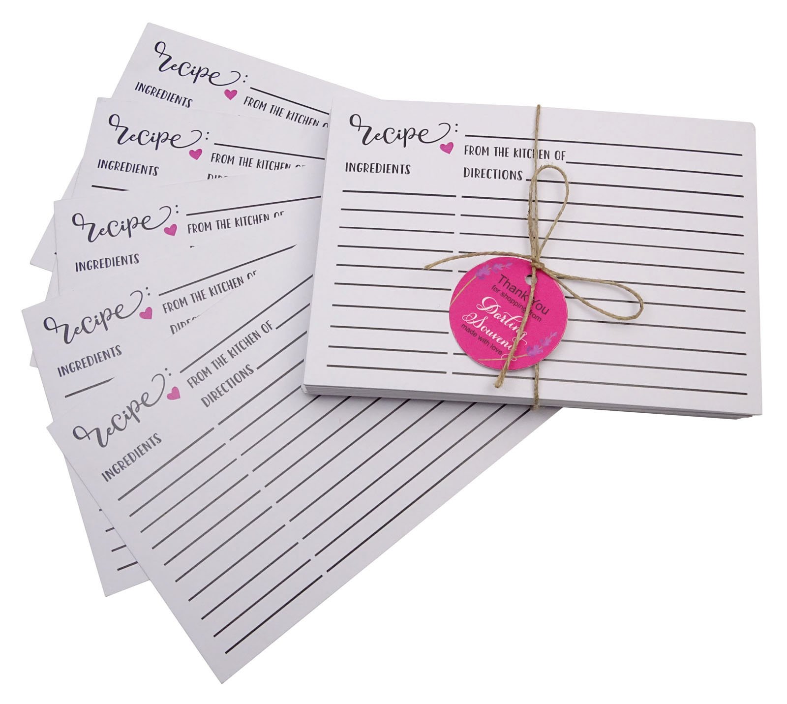 Premium White Classic Recipe Cards - Set of 50 Refillable Kitchen Recipe Cards for Baking, Cooking & Meal Planning - Perfect for Recipe Organization & Gift Giving