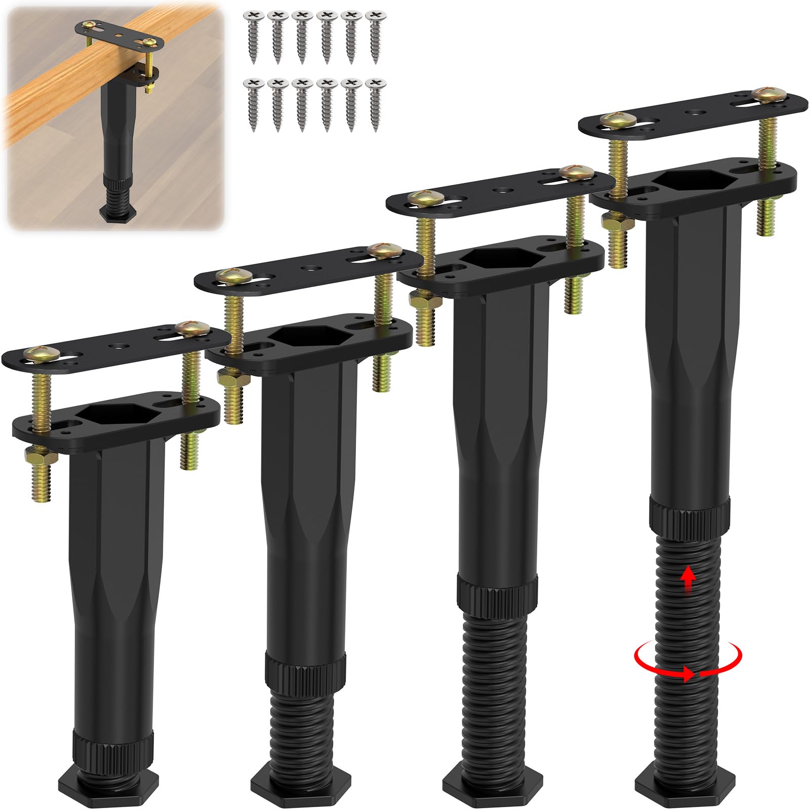 4 PCS Adjustable Height Bed Frame Center Support Legs (7.7