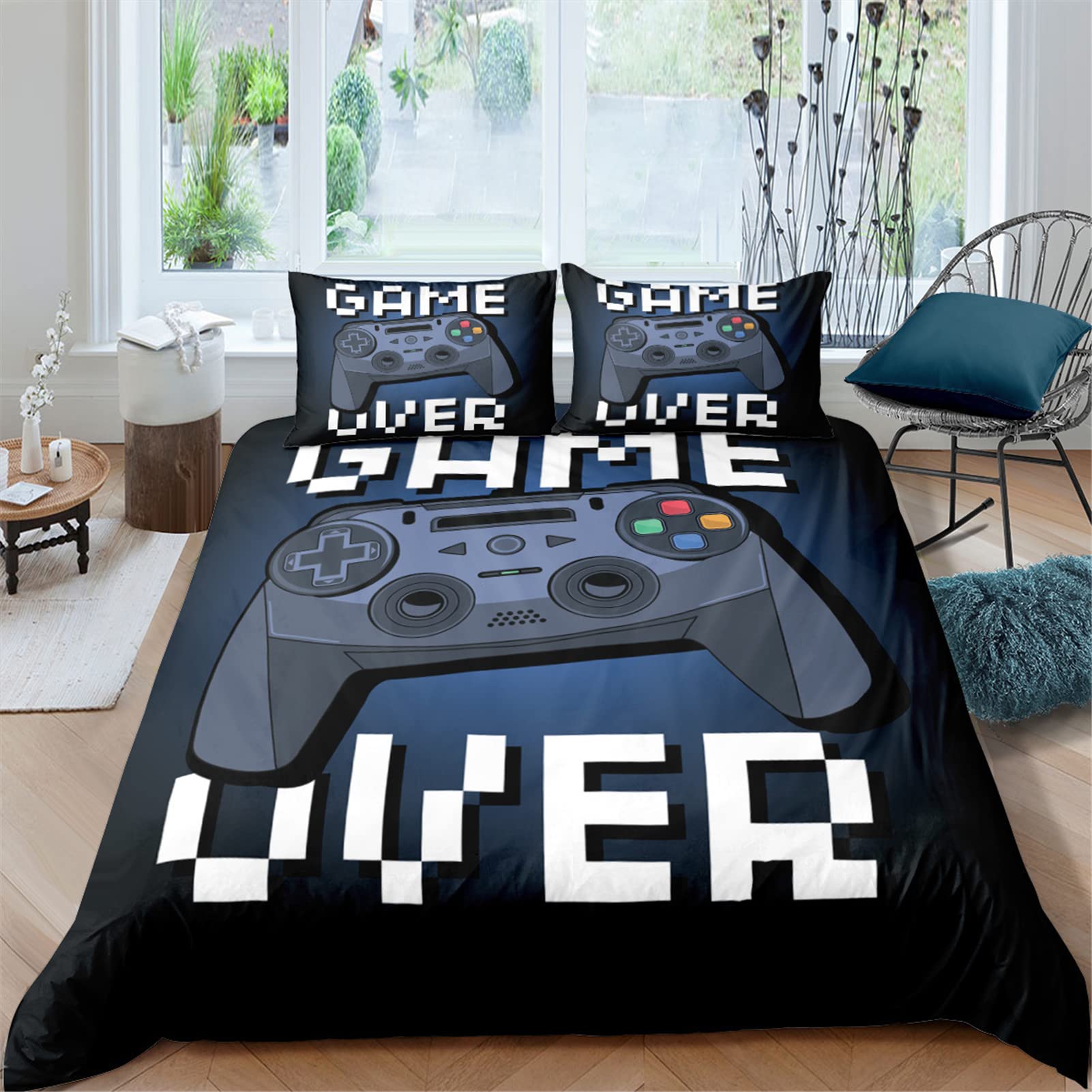 Gamer Bedding Set for Boys Full Size - Video Game Controller Duvet Cover for Teens, No Comforter Included - Perfect for Gaming Room Decor and Sleepovers