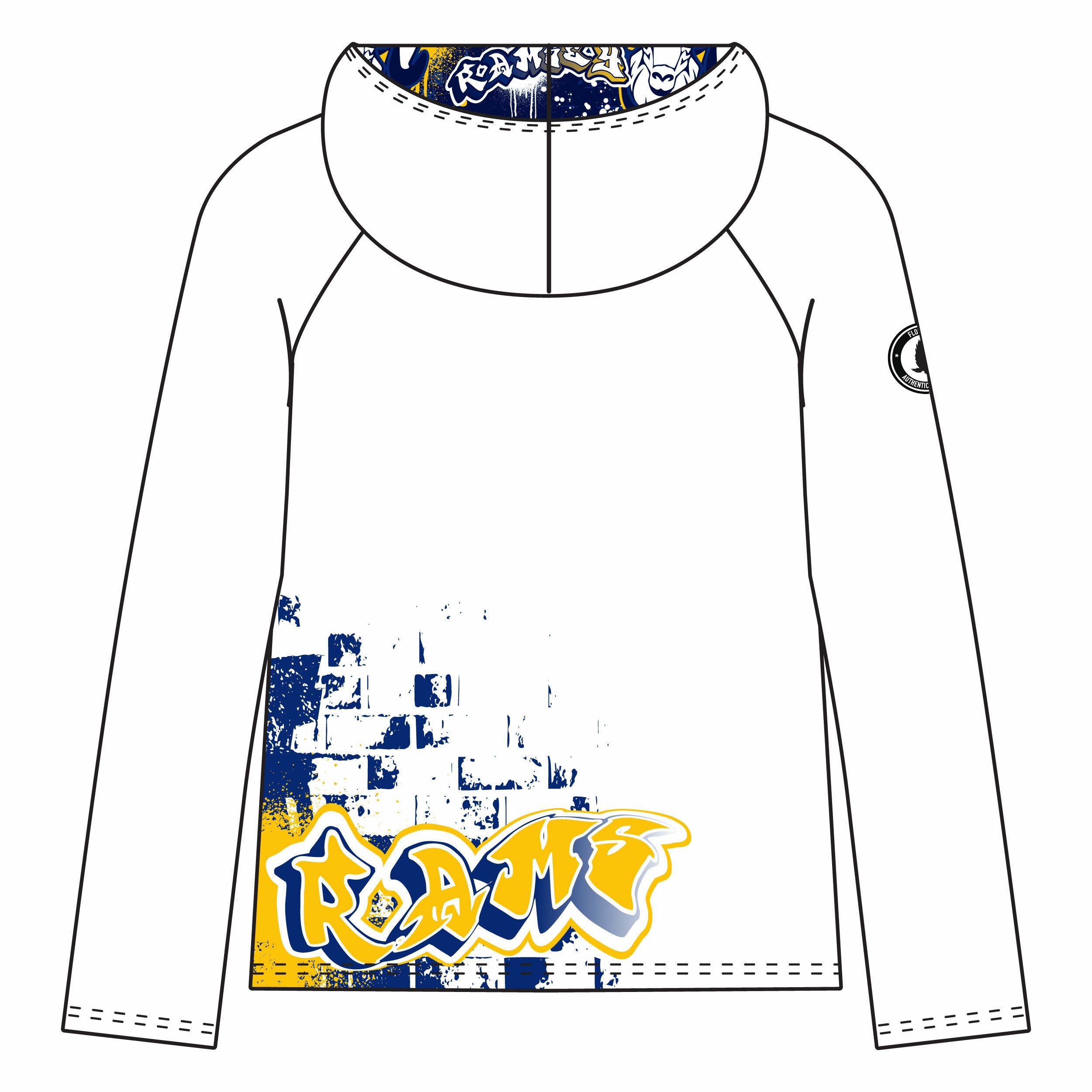 Ramsey Rams Graffiti White Hoodie for Youth & Adults - Stylish & Comfortable Pullover for School, Sports, and Casual Wear