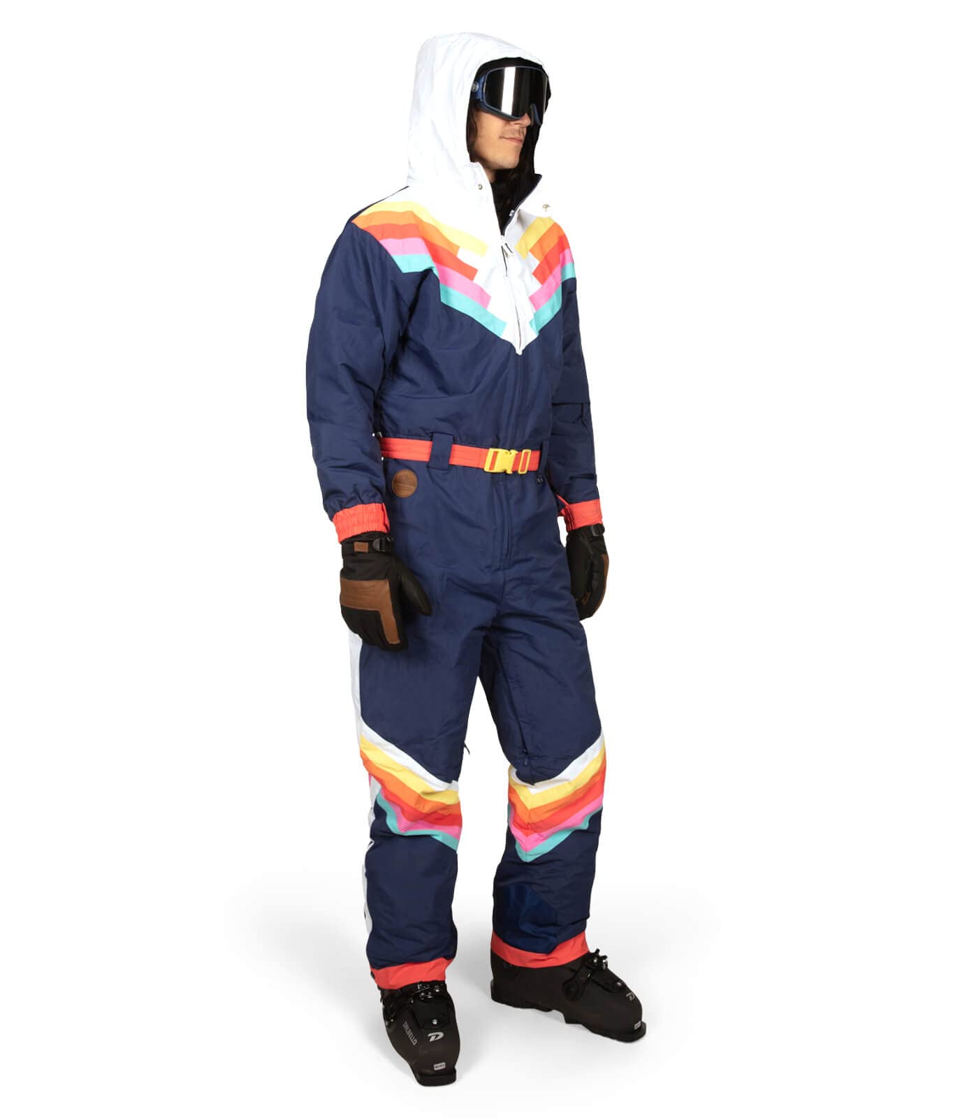 Retro Men's Ski Suits - Bright Warm One-Piece Snowsuits for Winter | Tipsy Elves | Perfect for Skiing, Snowboarding & Cold Weather Activities