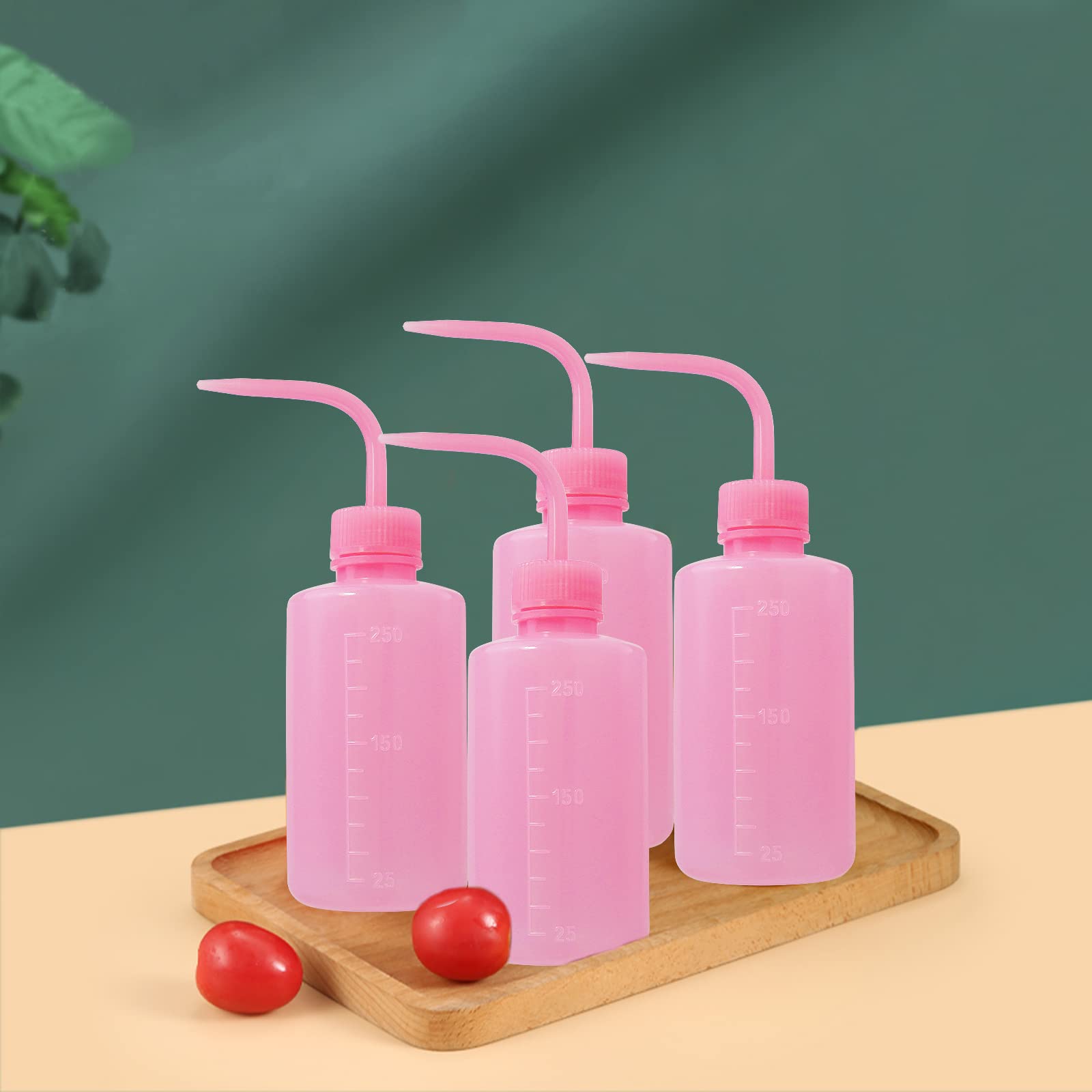 4 Pack Plastic Wash Bottles for Tattoo Cleaning, Water Squeeze Bottles with Diffuser Tip - Food Grade Squeeze Dispensers for Salad Dressing, Jam, Syrup (Pink) - Perfect for Tattoo Artists, Home Kitchen & DIY Projects