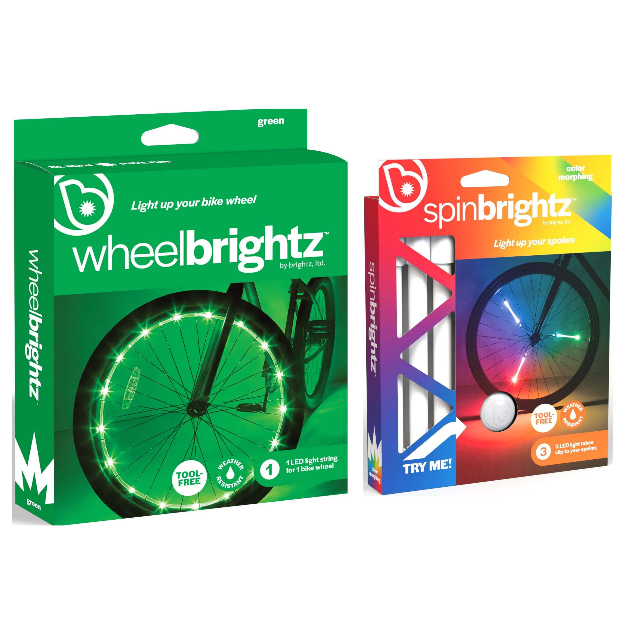 Brightz LED Bike Wheel Lights & Spoke Light Tubes Combo - 3 Pack Waterproof Bicycle Wheel Lights for Night Riding, Cycling Safety & Fun - Perfect for Commuting, Mountain Biking & Outdoor Adventures
