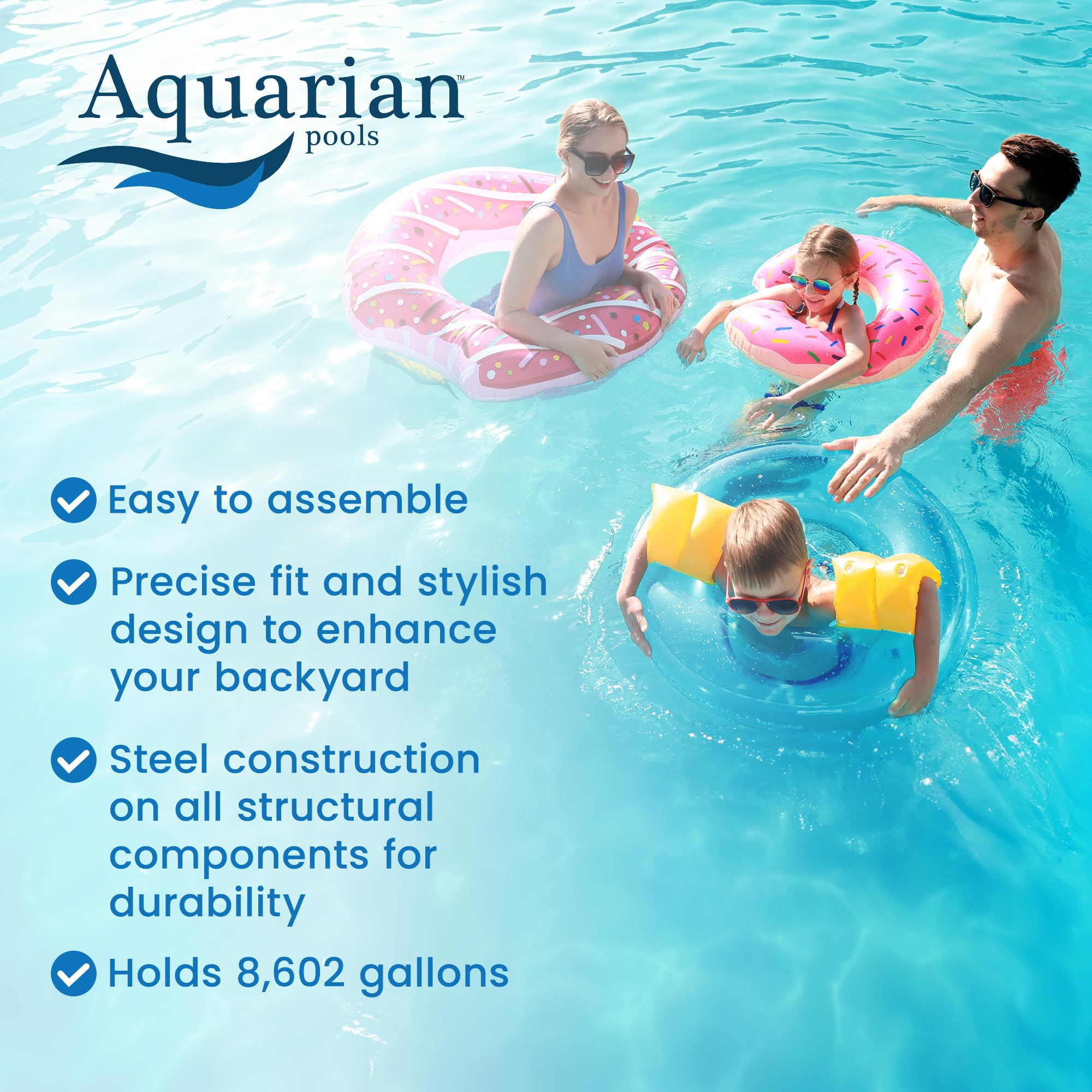 18' Aquarian Steel-Frame Above Ground Swimming Pool Kit with Pump & Leaf Skimmer | Durable Phoenix Design for Backyard, Family Fun & Summer Relaxation