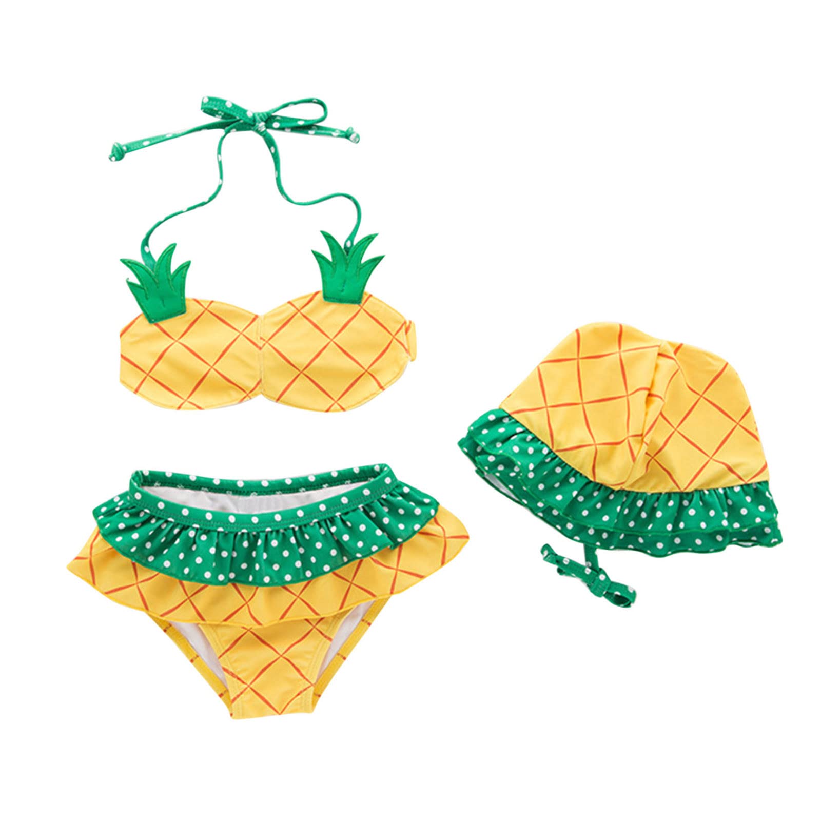 Toddler Girl Swimsuits 3-Piece Set - Halter Bikini Bathing Suit for Baby & Infant Girls (Size 6) - Perfect for Pool, Beach & Summer Water Play