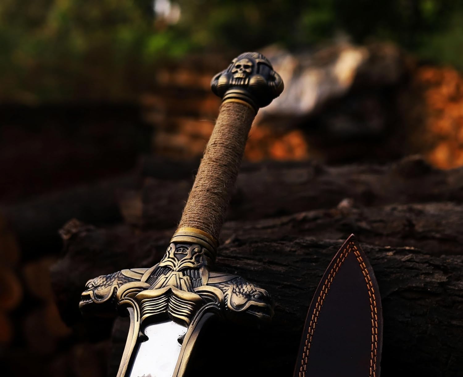 Handmade Conan Atlantean Sword - 42'' Viking Sword with 1095 Carbon Steel Blade, Full Tang & Brass Fittings | Leather Sheath | Collectible King Sword (7.5 lbs) | Perfect Gift for Men, Medieval Cosplay, Home Decor & Historical Reenactment