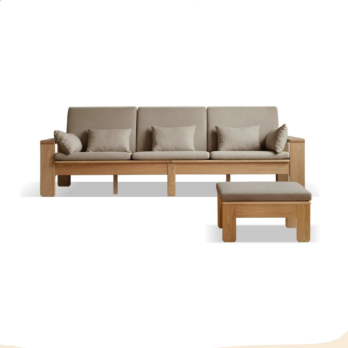 Modern Nordic Fabric Sofa - Solid Oak Wood Frame - Stylish & Durable Living Room Furniture for Small Spaces & Apartments