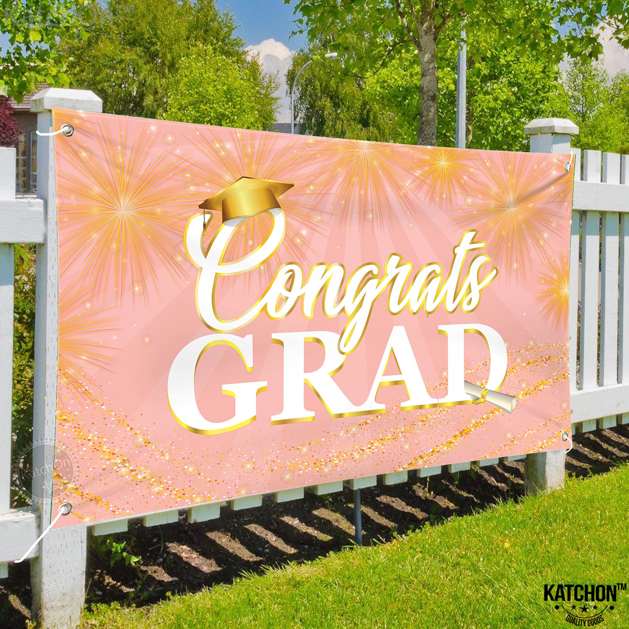 72x44 Inch Rose Gold Graduation Banner - Big Congrats Grad Class of 2023 Decor | Elegant Graduation Party Backdrop & Wall Decor for High School/College Ceremonies, Photo Booths & Celebration Events