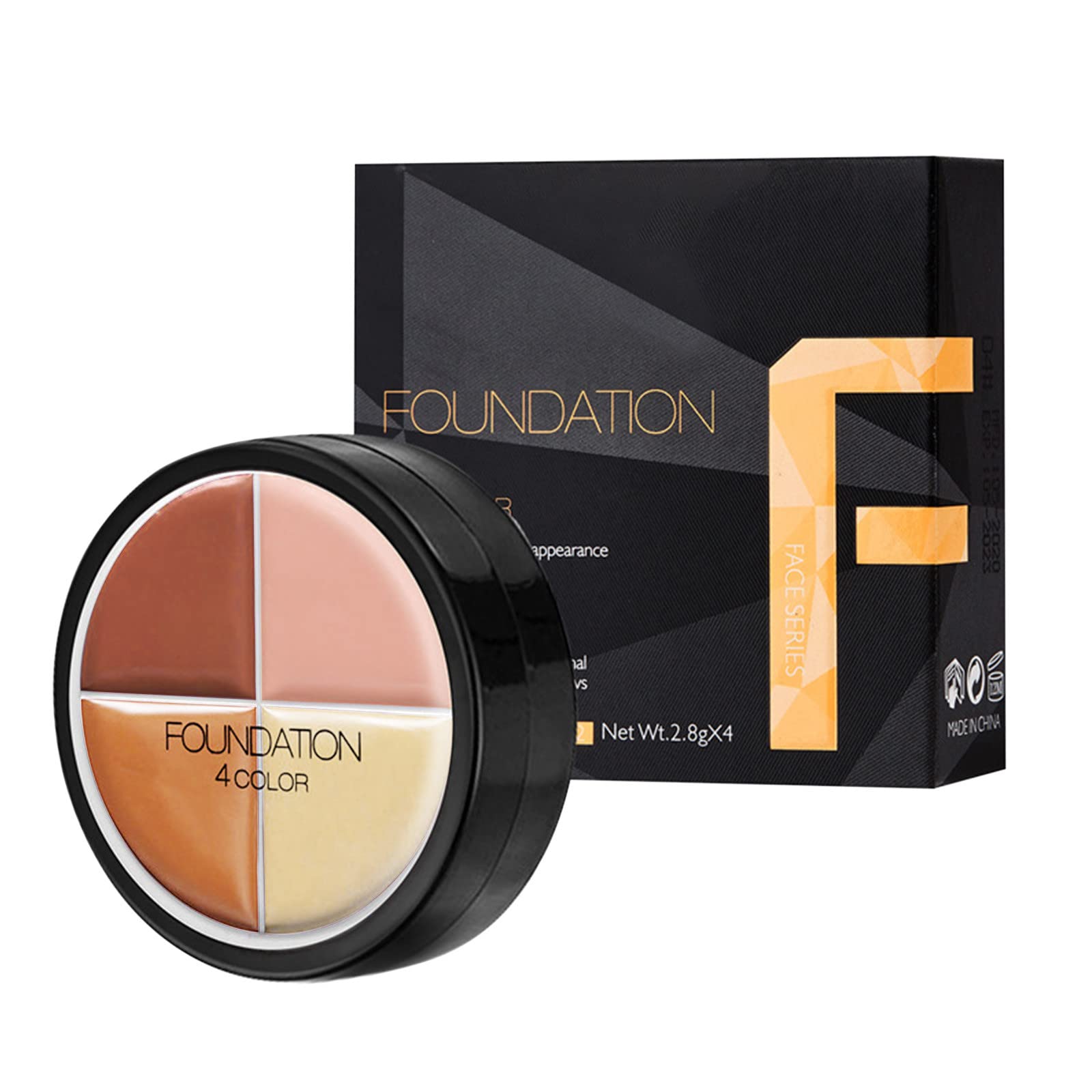 Long Lasting 4-Color Solid Concealer for Dark Circles & Tear Troughs - Full Coverage Face Concealer & Highlighter Makeup (Shade B, One Size) - Perfect for Everyday Wear & Professional Makeup Looks