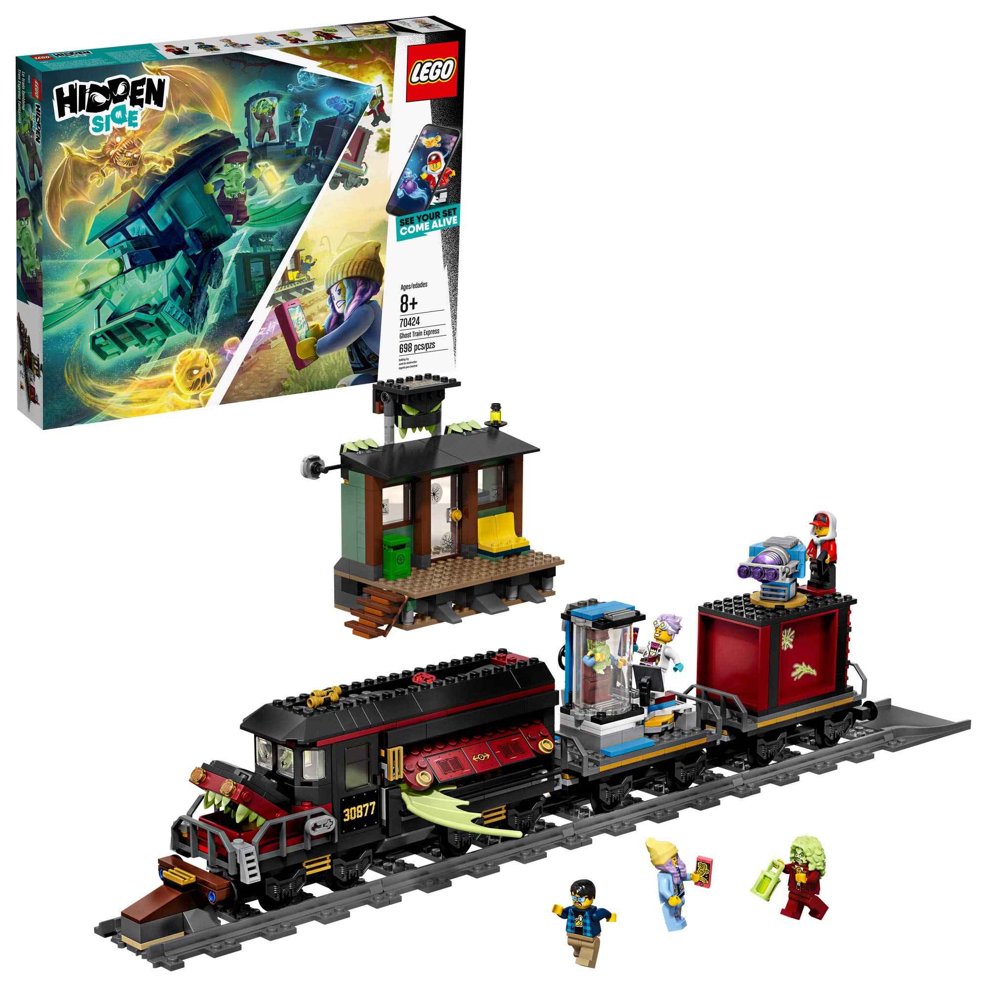 LEGO Hidden Side Ghost Train Express 70424 Building Kit - 698 Piece Interactive AR Train Toy for Kids Ages 8+ | STEM Learning Toy for Boys & Girls | Perfect for Halloween Play, Birthday Gifts & Family Bonding Activities