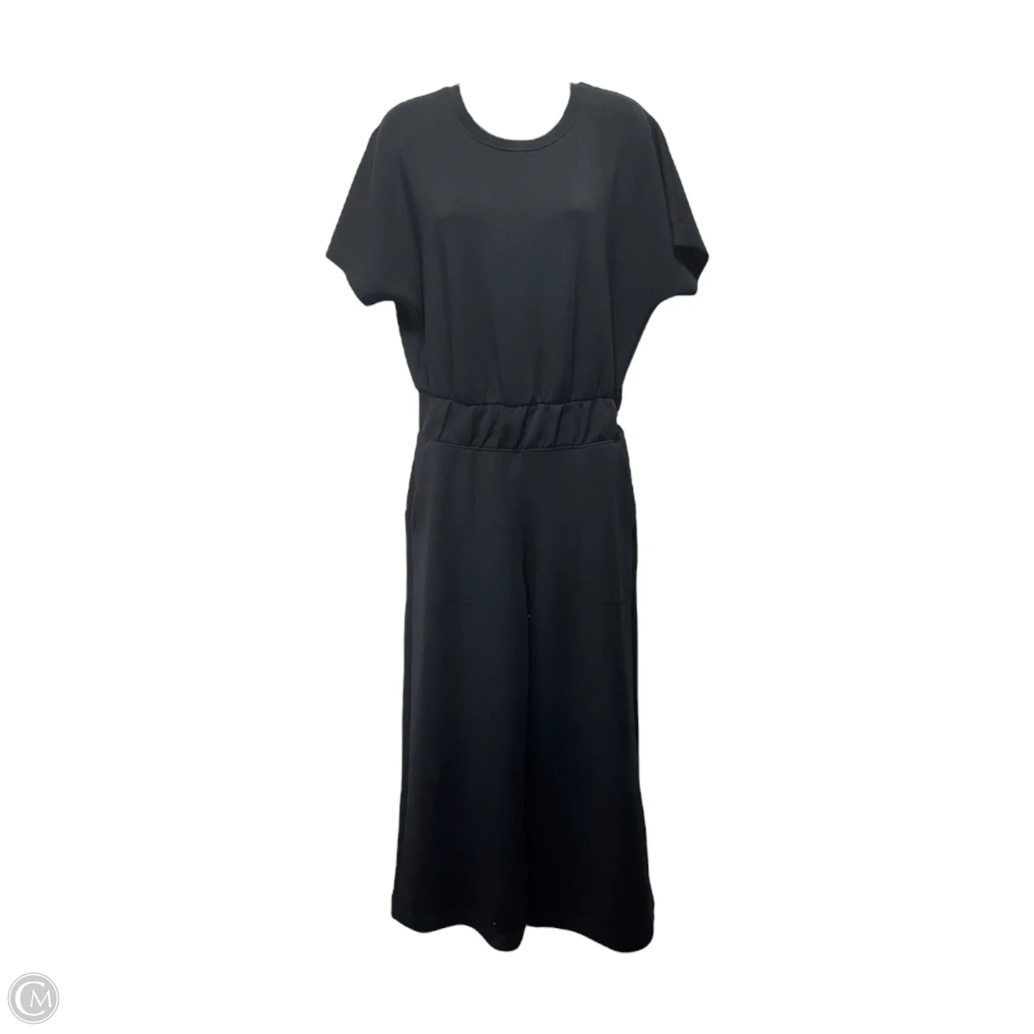 Spanx AirEssentials Black Short Sleeve Crop Wide Leg Jumpsuit - Size S | Comfortable Women's Romper for Summer, Travel & Casual Wear