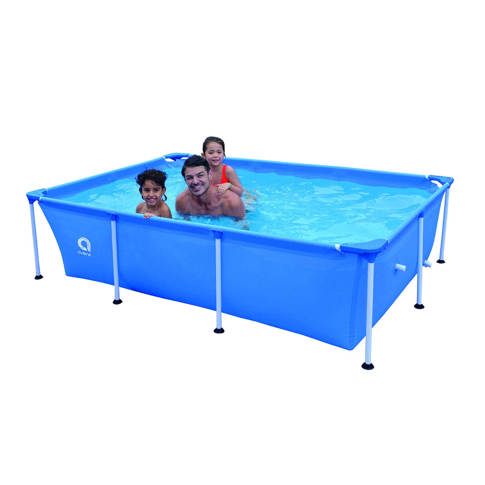 Outraveler 8.5ft x 6ft x 26in Above Ground Swimming Pool - Outdoor Rectangle Steel Frame Pool for Backyard, Garden & Family Use - Durable Blue Above Ground Pool for Summer Fun, Kids Play & Backyard Relaxation