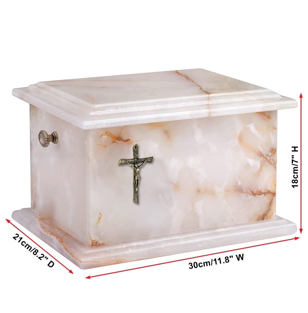 Natural Marble Funeral Urn for Ashes - Elegant Stone Casket for Adult Cremation | Memorial Keepsake for Home Display & Cemetery Use
