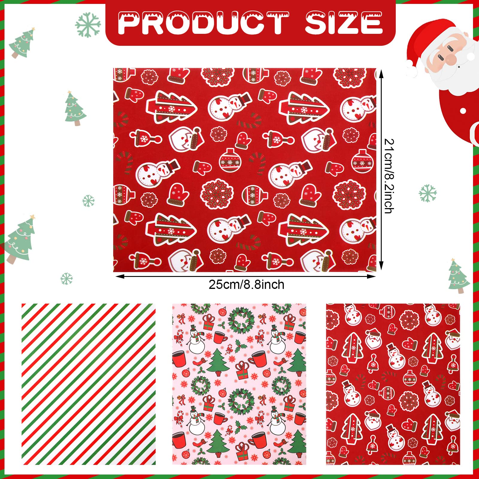 150 Pcs Christmas Wax Paper Sheets - Food Wrapping & Grease Resistant Parchment Paper for Holiday Baking, Kitchen, Picnics | Winter Snowman Tree Design Waterproof Oil Proof Liner