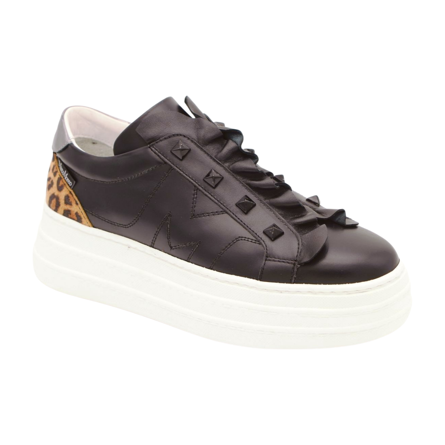 Marco Moreo Black Platform Sneakers with Frill Detail - Women's Fashion Trainers M641 | Stylish Casual Shoes for Everyday Wear & Outfits