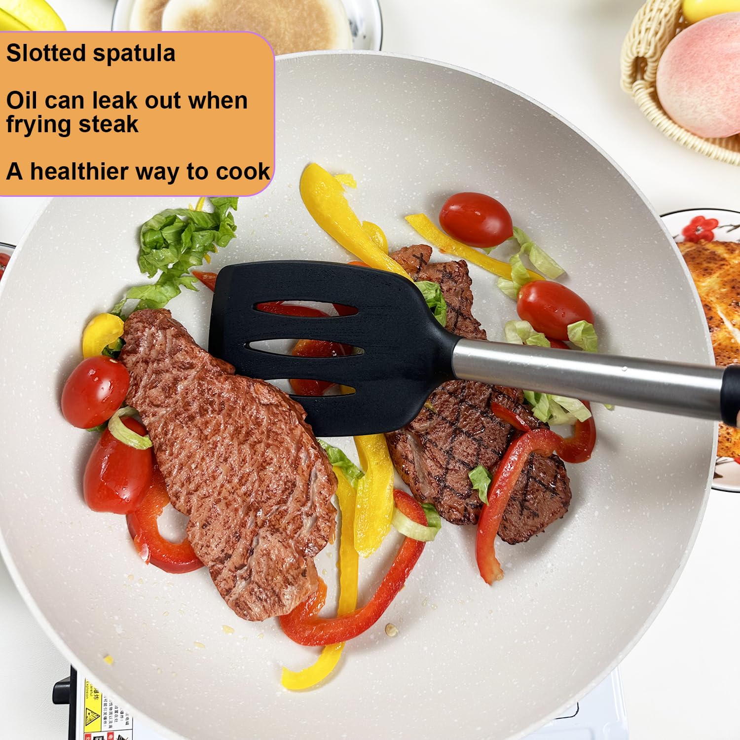 Premium Silicone Spatula Set - 5-Piece Heat-Resistant Nonstick Kitchen Utensils with Turner, Fish Spatula & Egg Flipper for Cooking, Baking & Grilling - Safe for All Cookware Including Woks & Pans