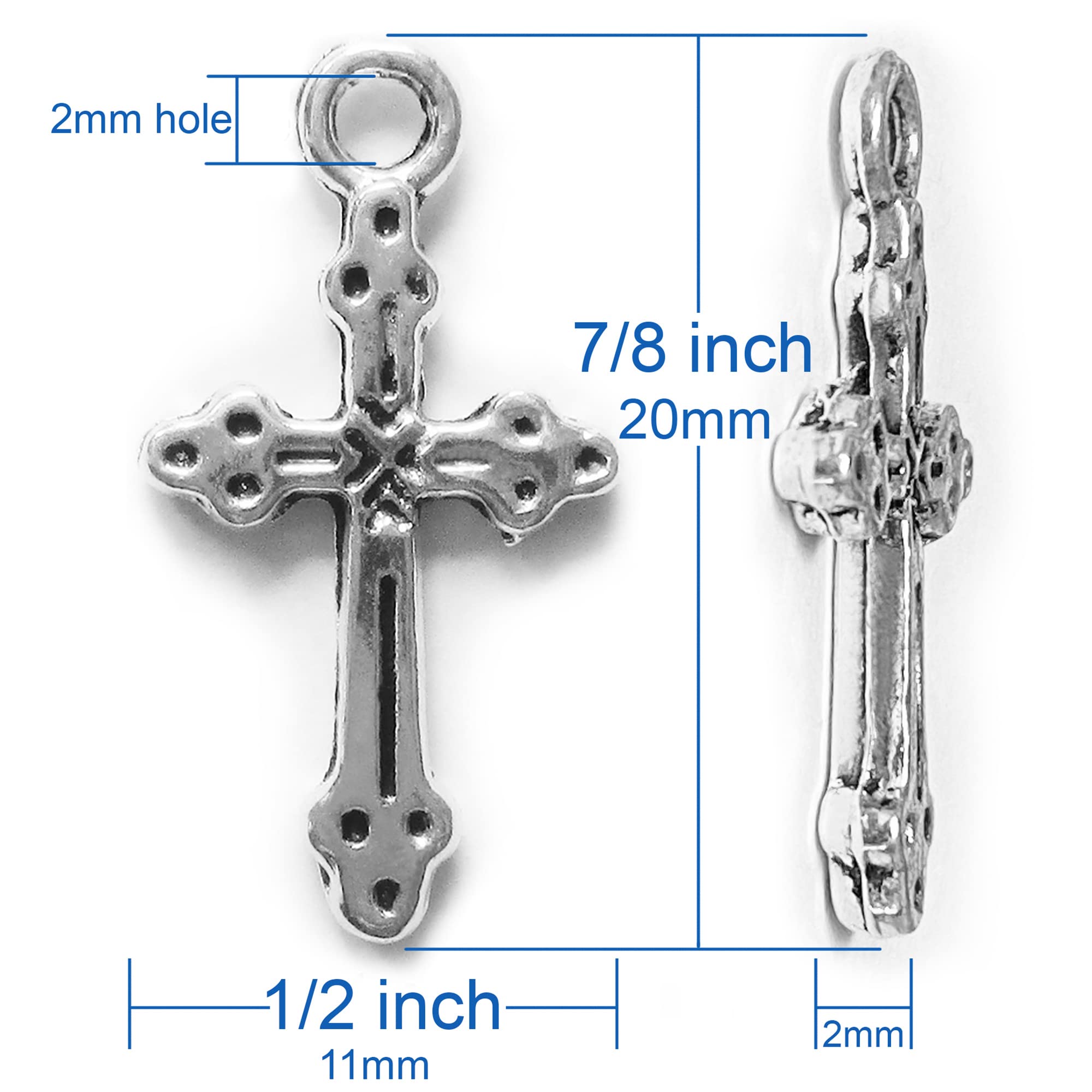 Heather's Silver Small Cross Charms - 68-200pcs Mini Cross Beads for Jewelry Making, 1 Inch Cross Pendants for Bracelets & Necklaces - Bulk Craft Supplies for Men & Women - Perfect for DIY Gifts, Religious Jewelry, and Handmade Accessories