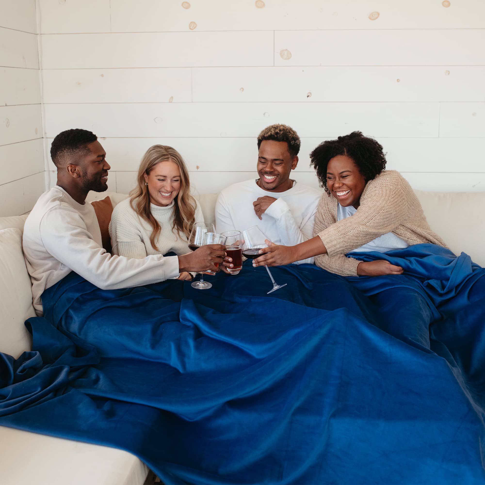 Big Blanket Co® Original Stretch™ Bay Blue - Extra Large 100 Sq Ft Soft Family Blanket | Giant Cozy Throw for Couches, Beds, Picnics & Movie Nights | Best Oversized Blanket of 2023